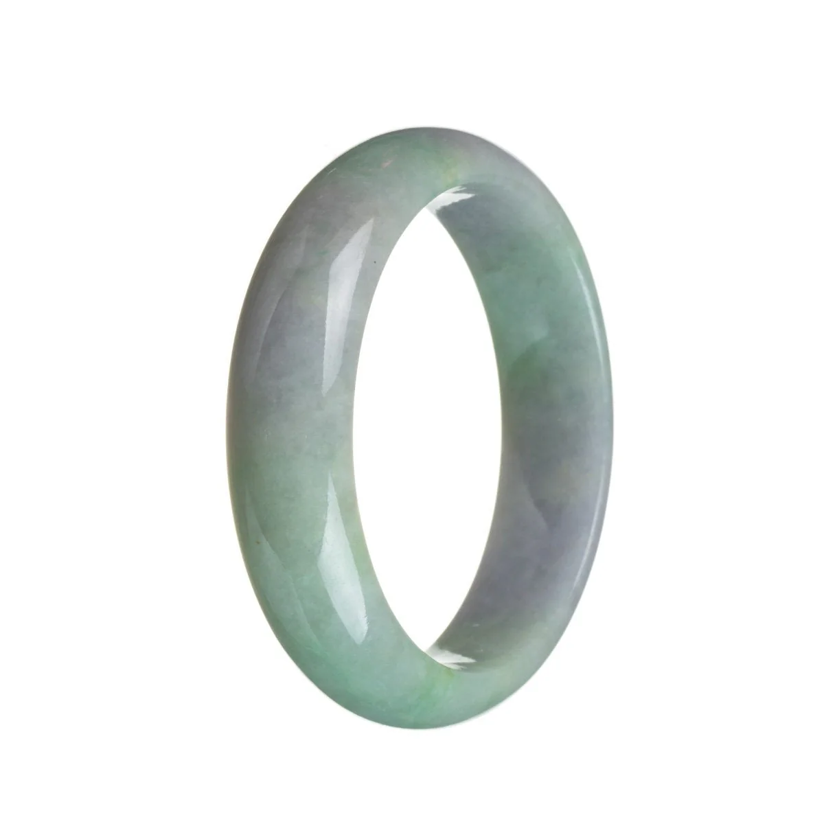 Certified Grade A Green and Lavender Burmese Jade Bangle - 57mm Half Moon - Image 3