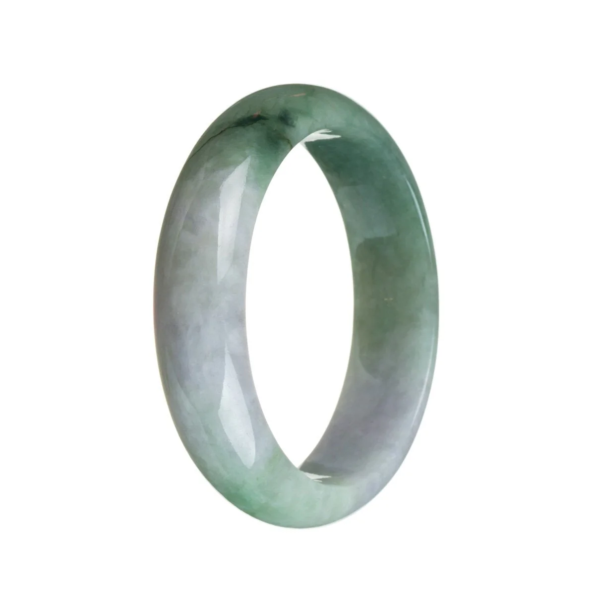Genuine Untreated Lavender and Green Burma Jade Bangle Bracelet - 59mm Half Moon