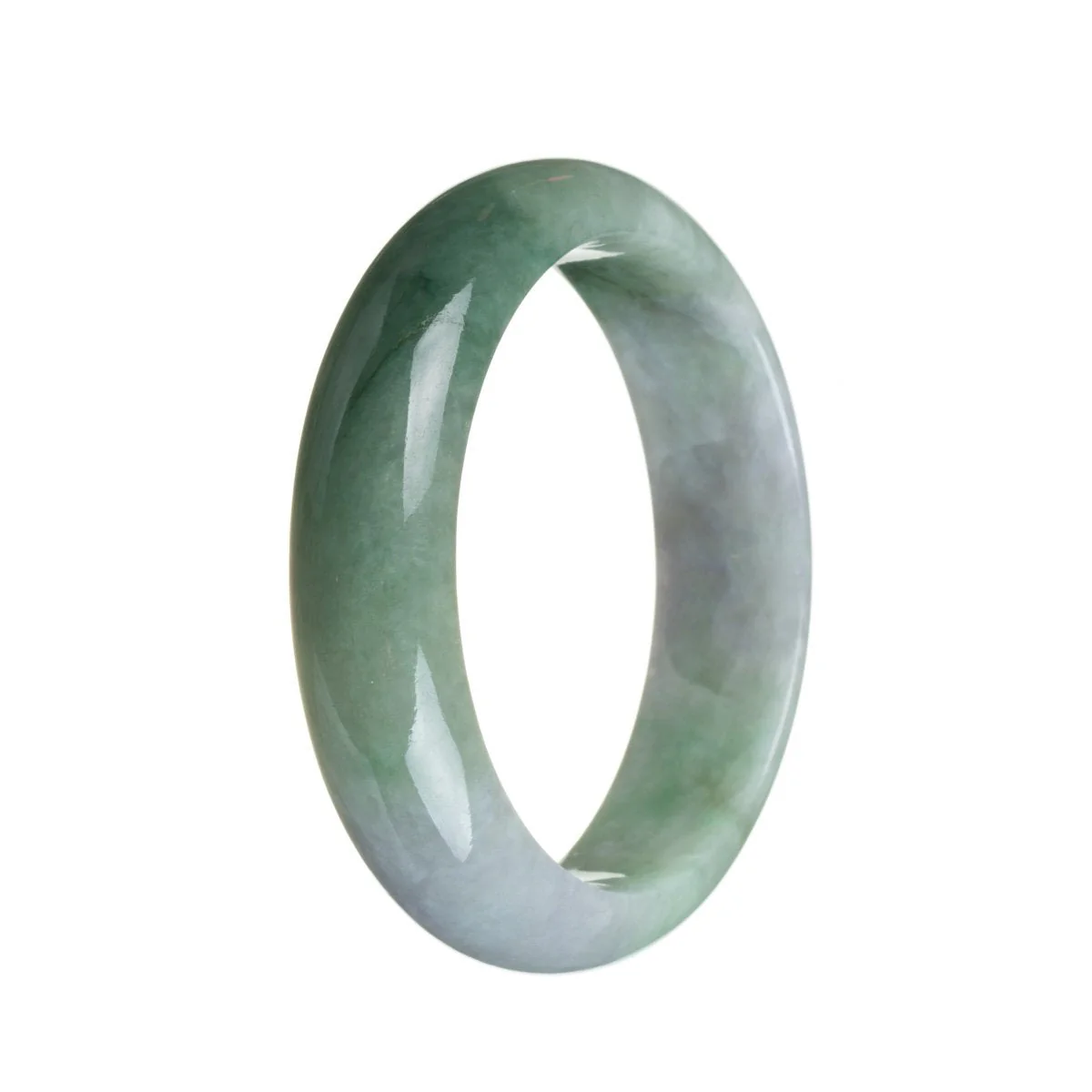 Genuine Untreated Lavender and Green Burma Jade Bangle Bracelet - 59mm Half Moon - Image 2