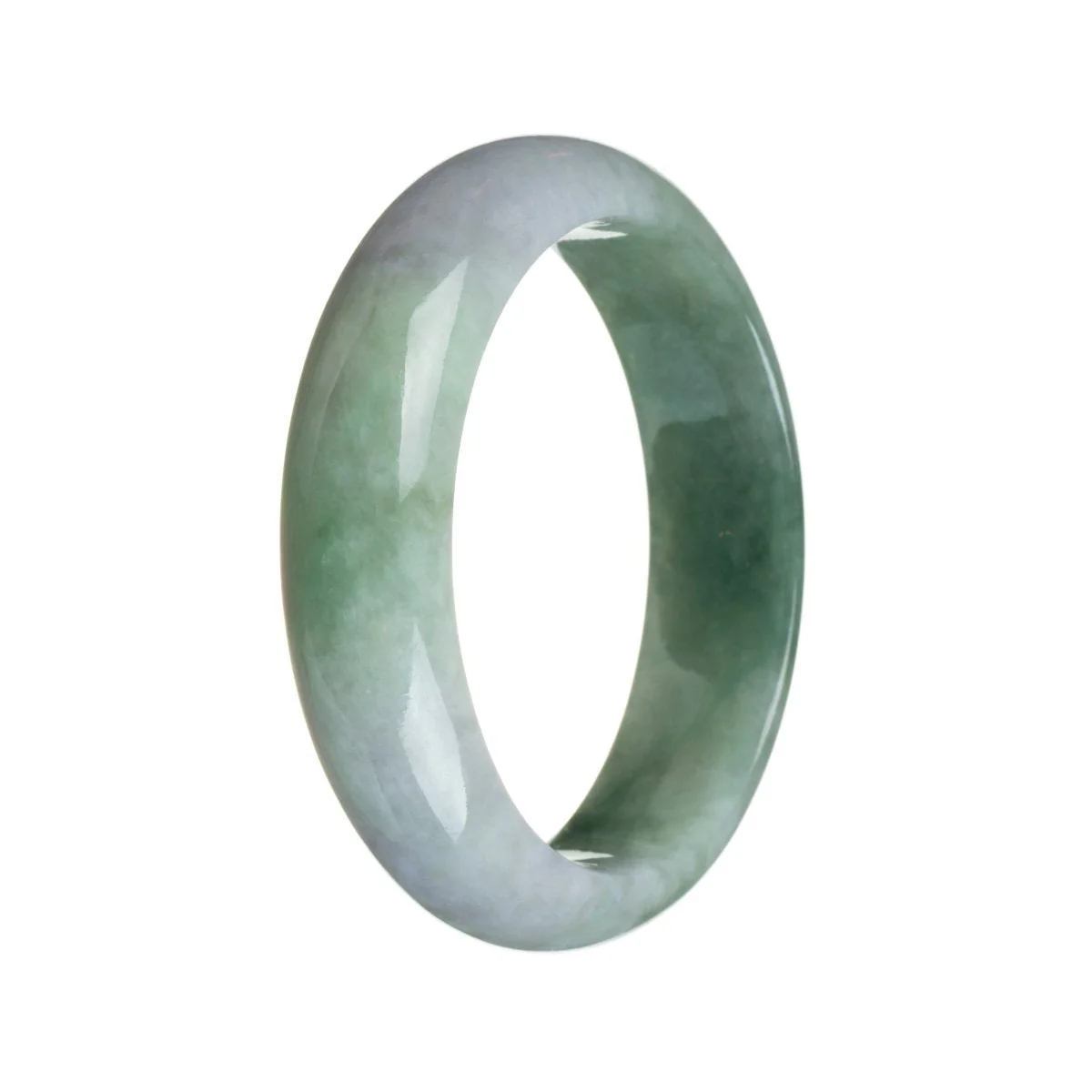Genuine Untreated Lavender and Green Burma Jade Bangle Bracelet - 59mm Half Moon - Image 3