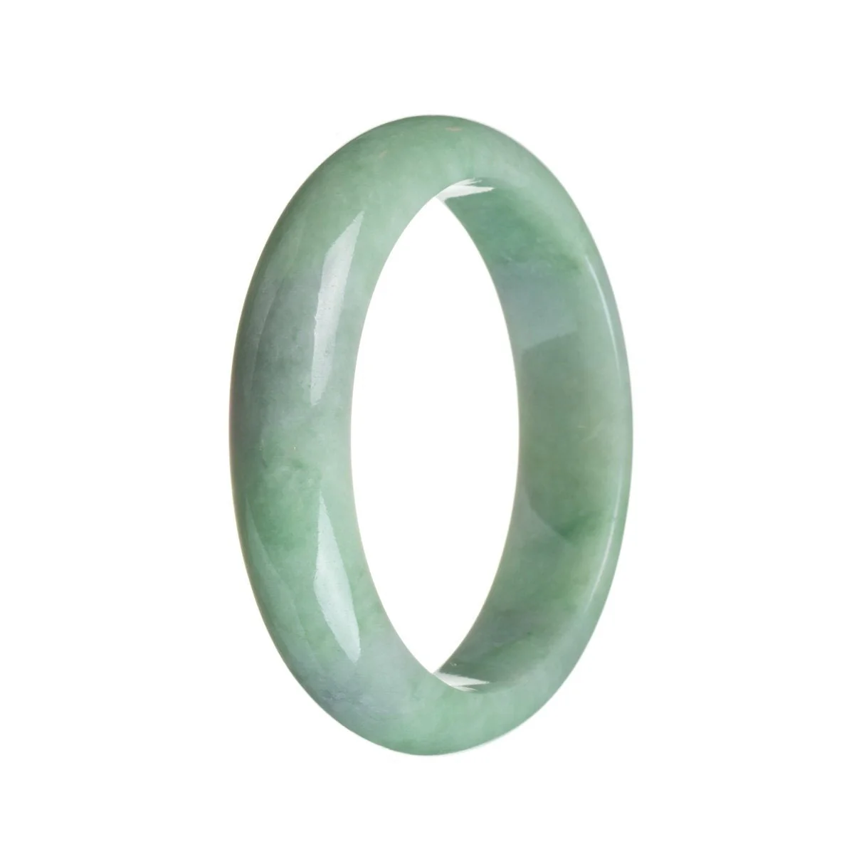 Authentic Grade A Green Burma Jade Bangle - 59mm Half Moon