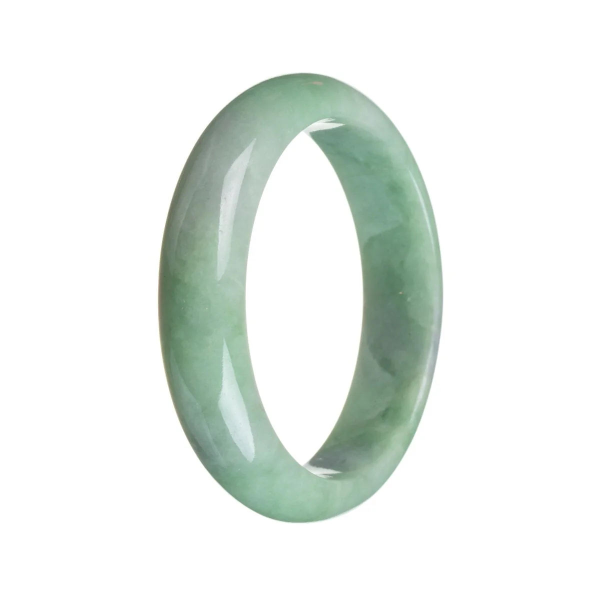 Authentic Grade A Green Burma Jade Bangle - 59mm Half Moon - Image 2