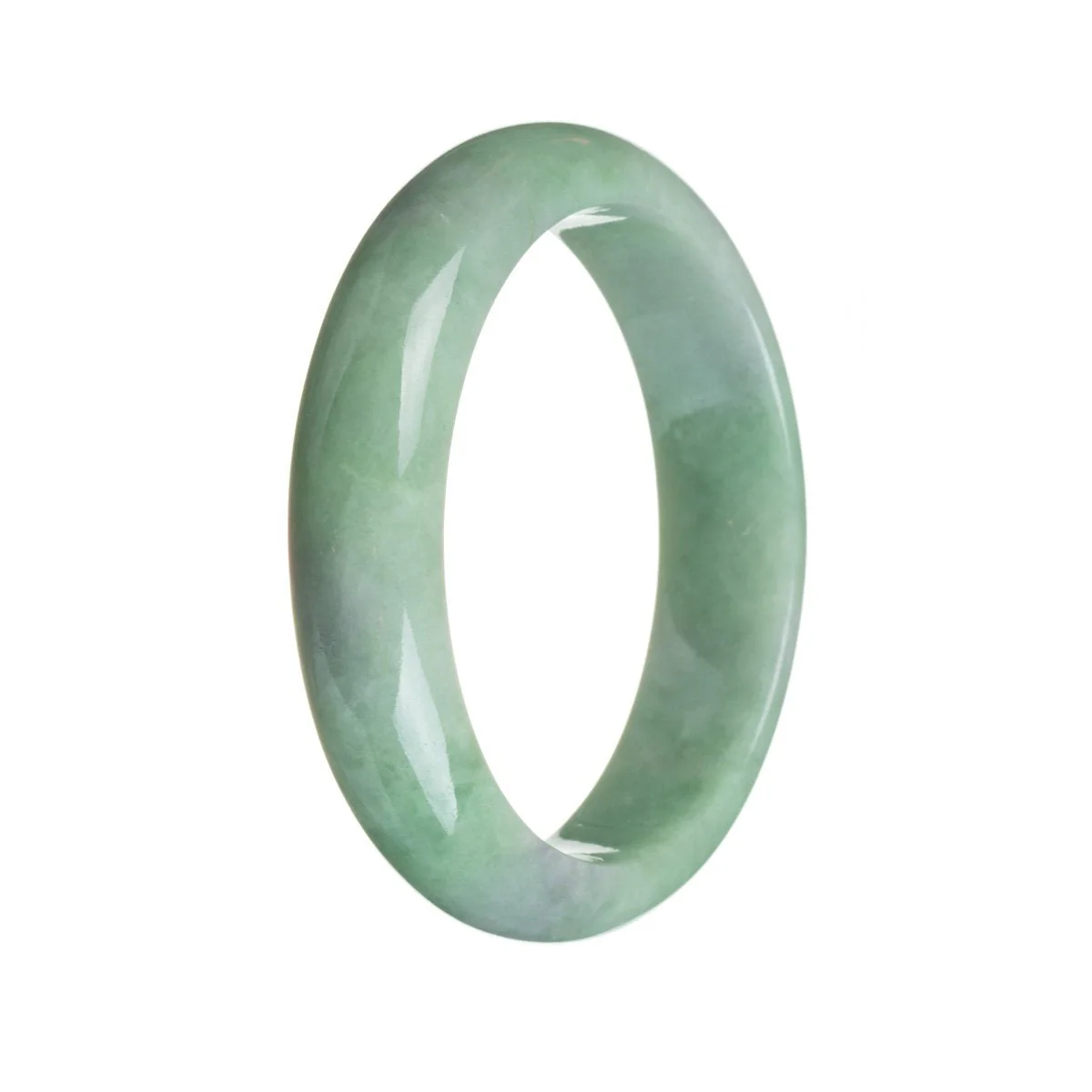 Authentic Grade A Green Burma Jade Bangle - 59mm Half Moon - Image 3