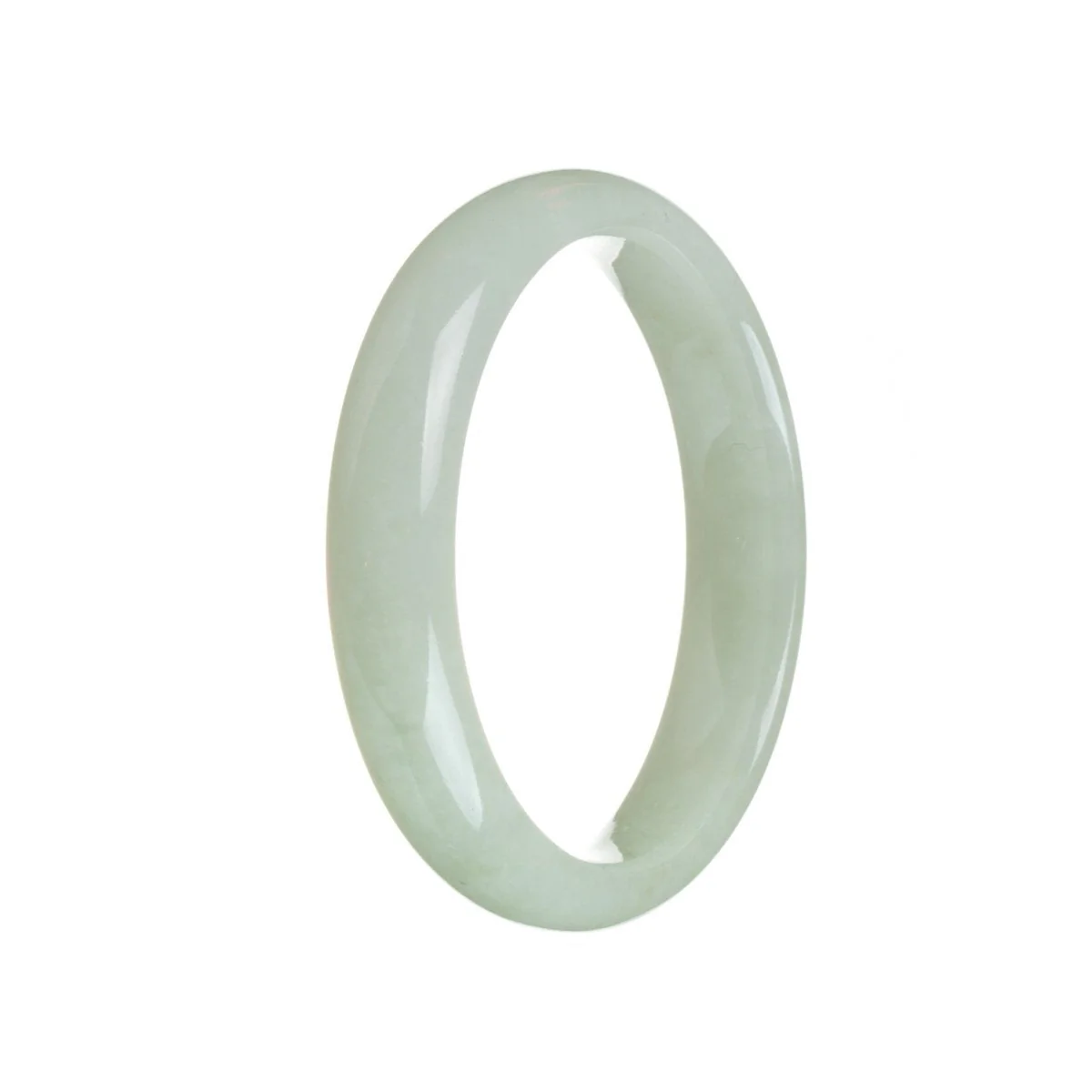 Genuine Grade A White Burmese Jade Bracelet - 56mm Half Moon