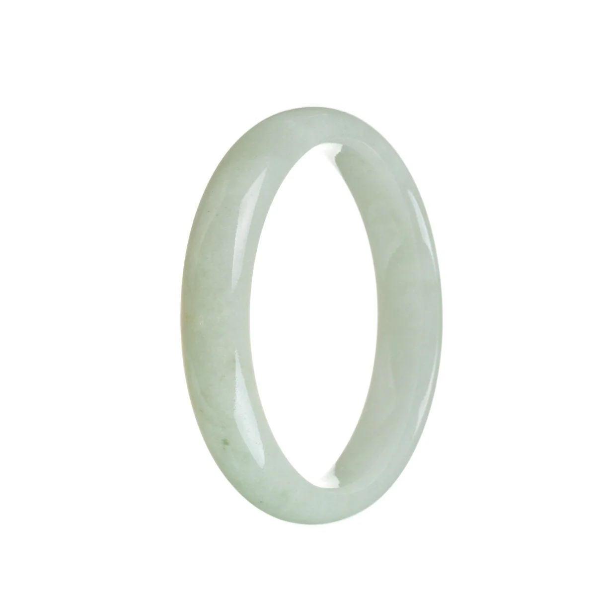Genuine Grade A White Burmese Jade Bracelet - 56mm Half Moon - Image 2