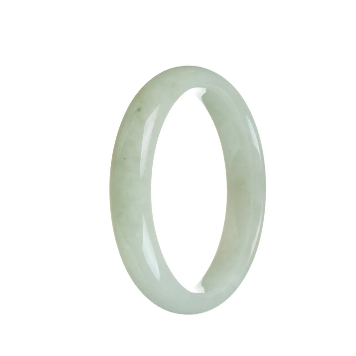 Genuine Grade A White Burmese Jade Bracelet - 56mm Half Moon - Image 3