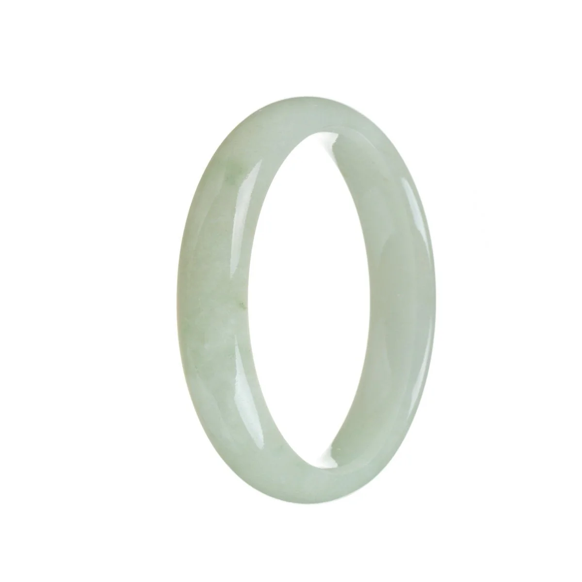 Real Grade A White Burmese Jade Bangle - 56mm Half Moon - Image 2