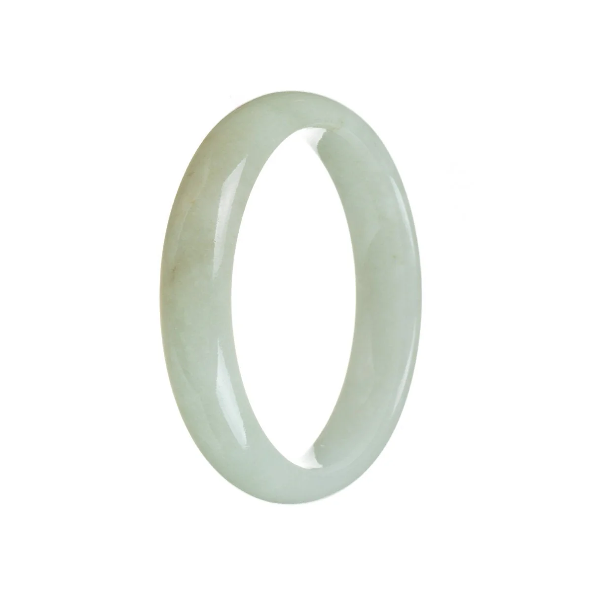 Genuine Grade A White Traditional Jade Bangle Bracelet - 56mm Half Moon - Image 2