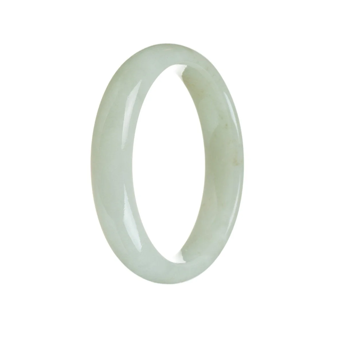 Genuine Grade A White Traditional Jade Bangle Bracelet - 56mm Half Moon - Image 3