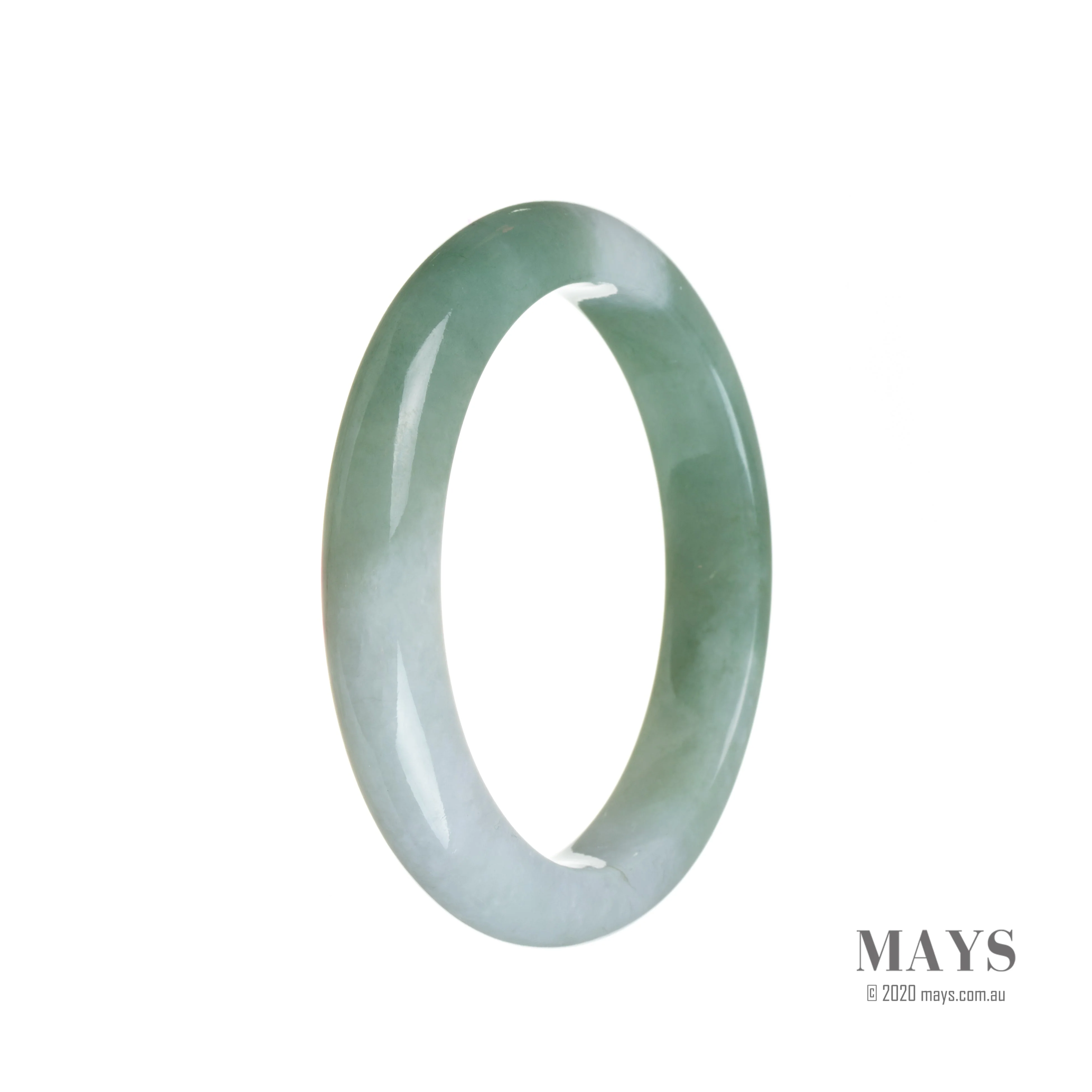 Genuine Untreated Pale lavender with green spots Jadeite Jade Bangle - 53mm Half Moon
