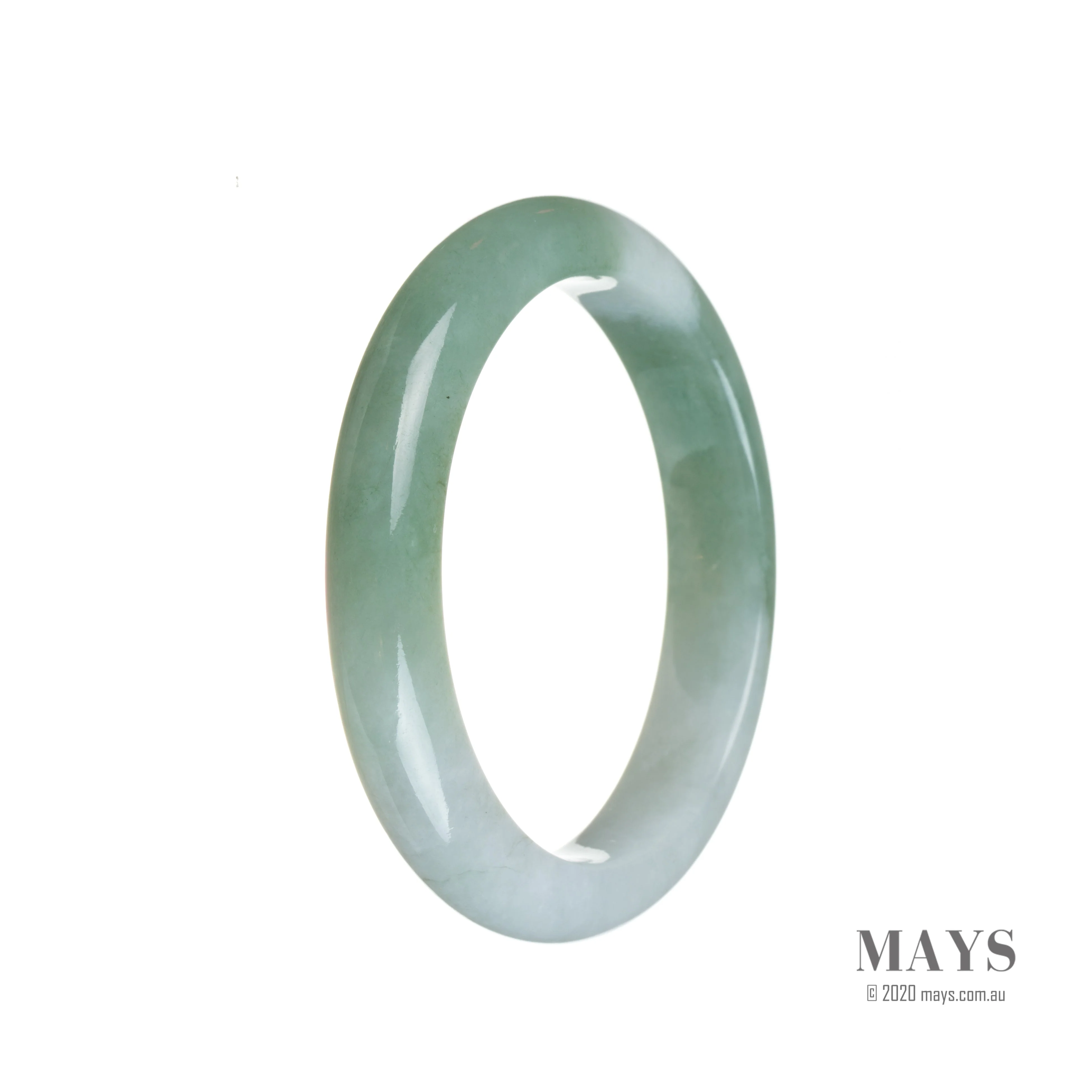 Genuine Untreated Pale lavender with green spots Jadeite Jade Bangle - 53mm Half Moon - Image 2