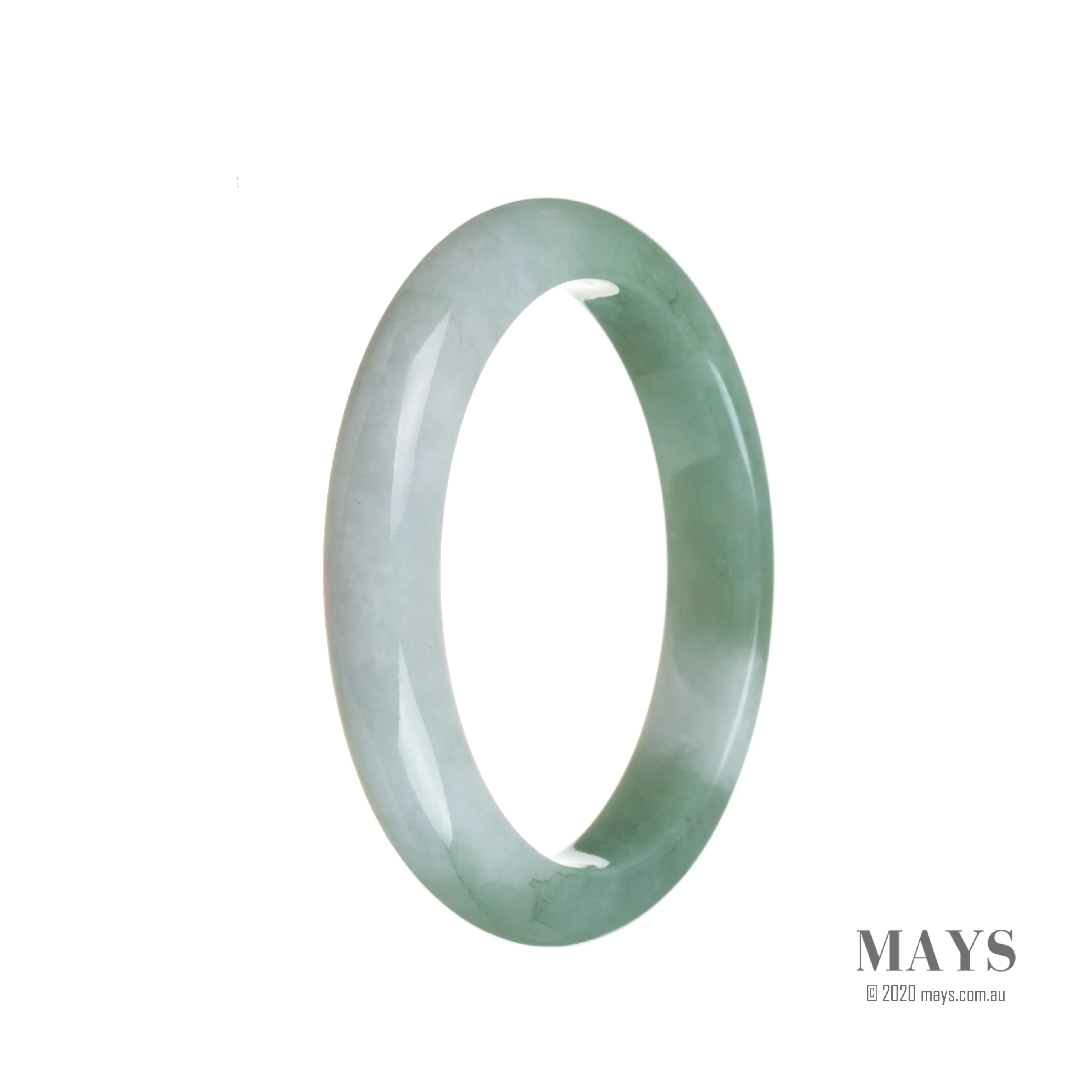 Genuine Untreated Pale lavender with green spots Jadeite Jade Bangle - 53mm Half Moon - Image 3