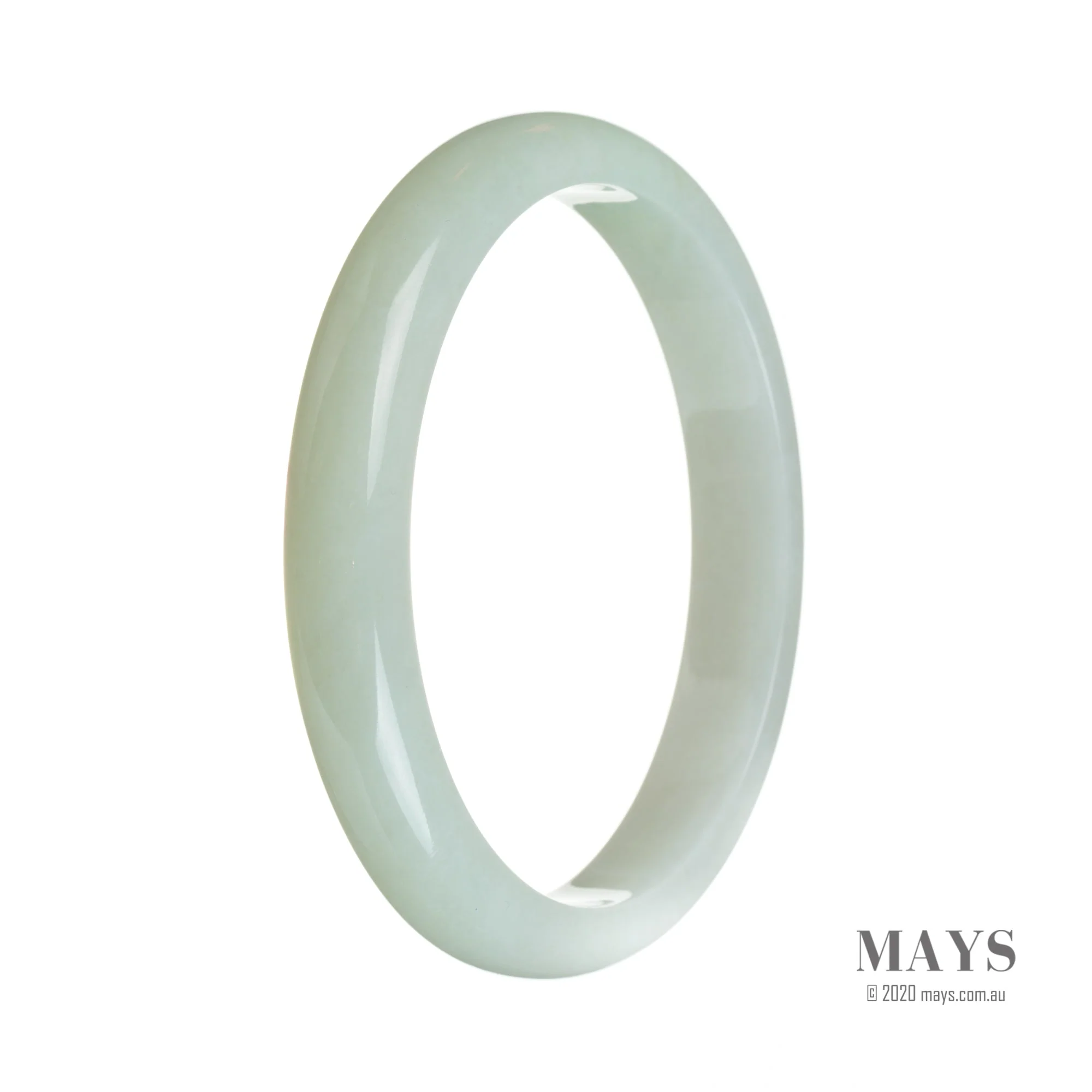 Genuine Grade A Pale green Traditional Jade Bracelet - 78mm Semi Round - Image 3