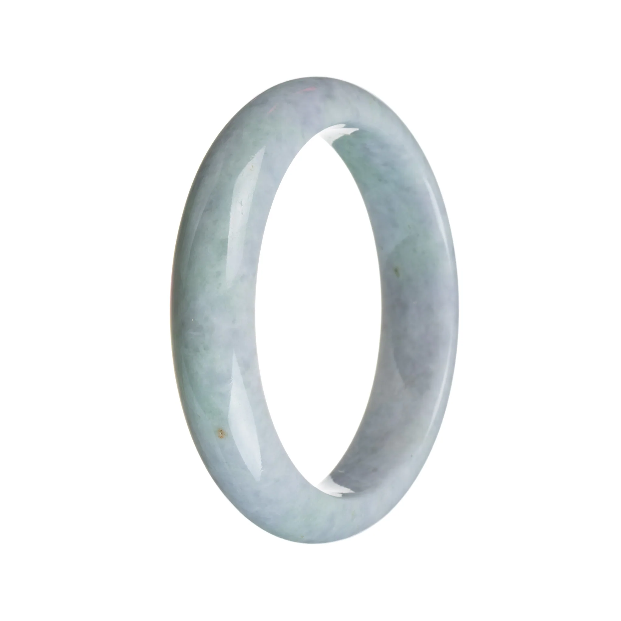 Genuine Untreated Greyish Blue Lavender Jade Bangle Bracelet - 59mm Half Moon - Image 3