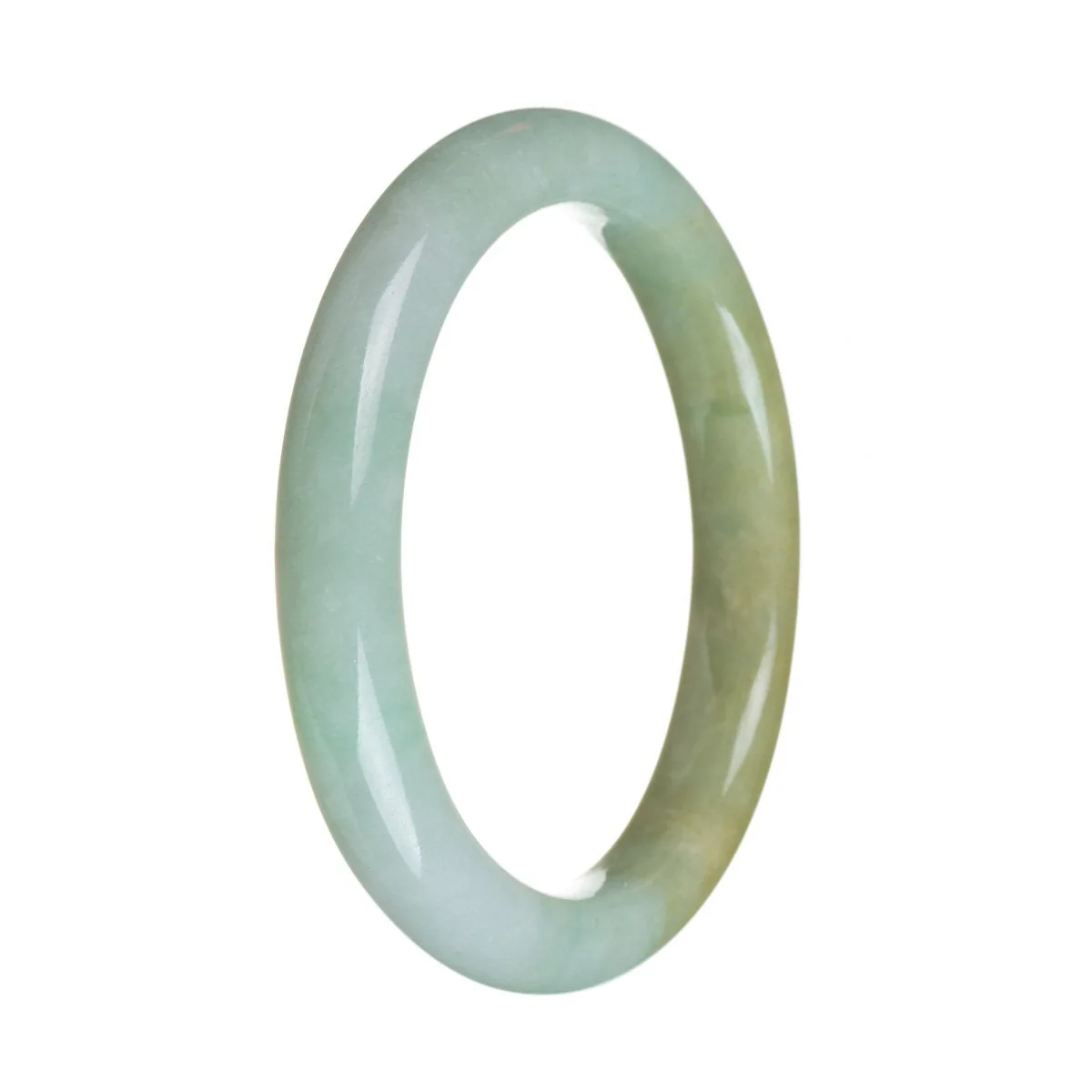 Genuine Type A Green and Brown Jadeite Jade Bracelet - 63mm Semi Round - Image 3