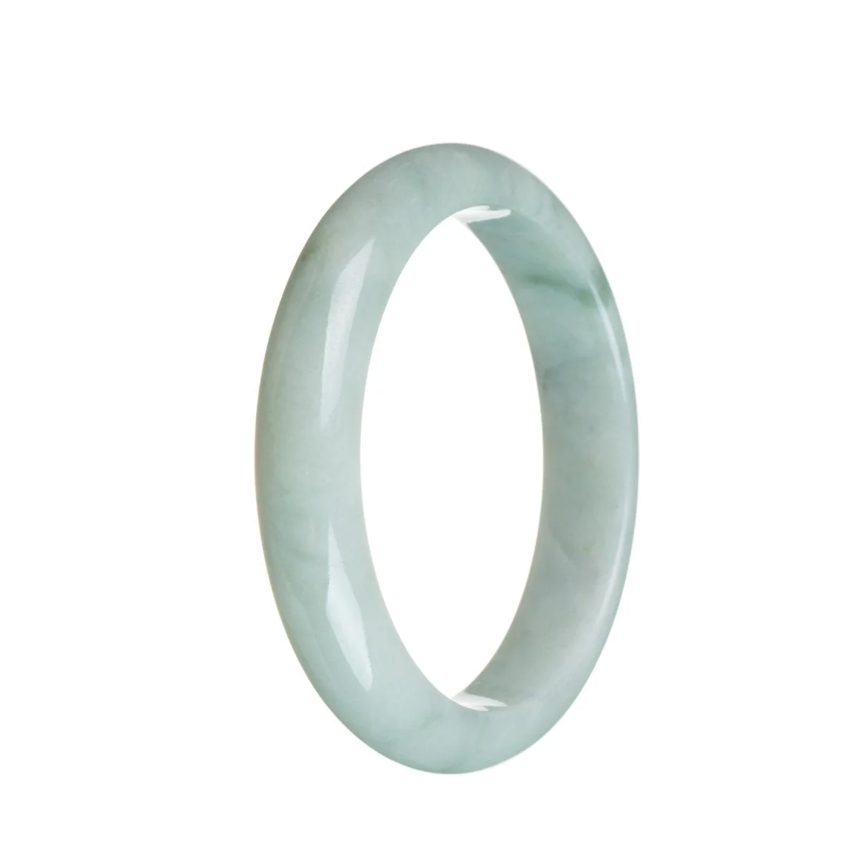 Genuine Grade A Pale green Burmese Jade Bangle Bracelet - 59mm Half Moon
