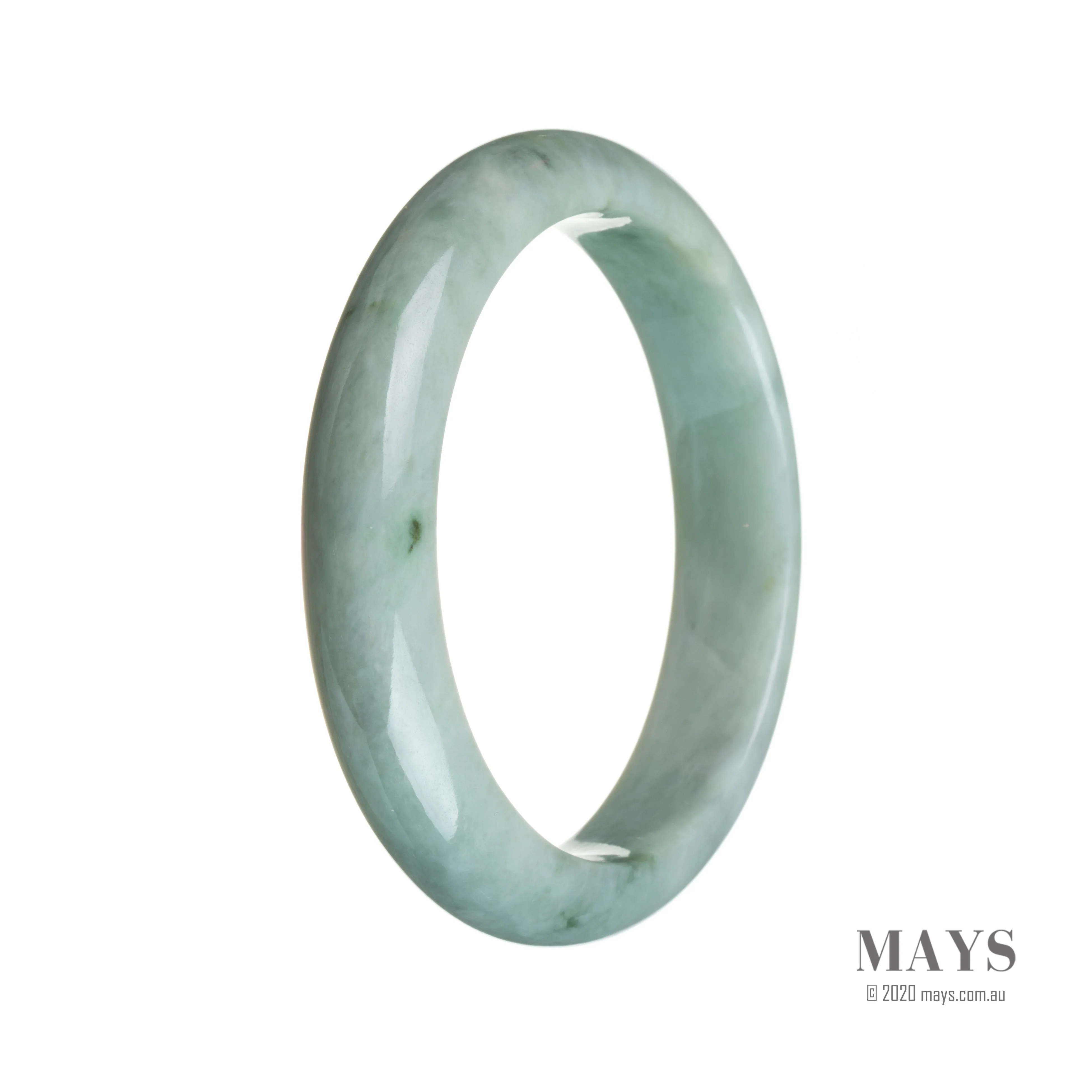 Authentic Grade A Pale Green Jade Bracelet - 59mm Semi Round