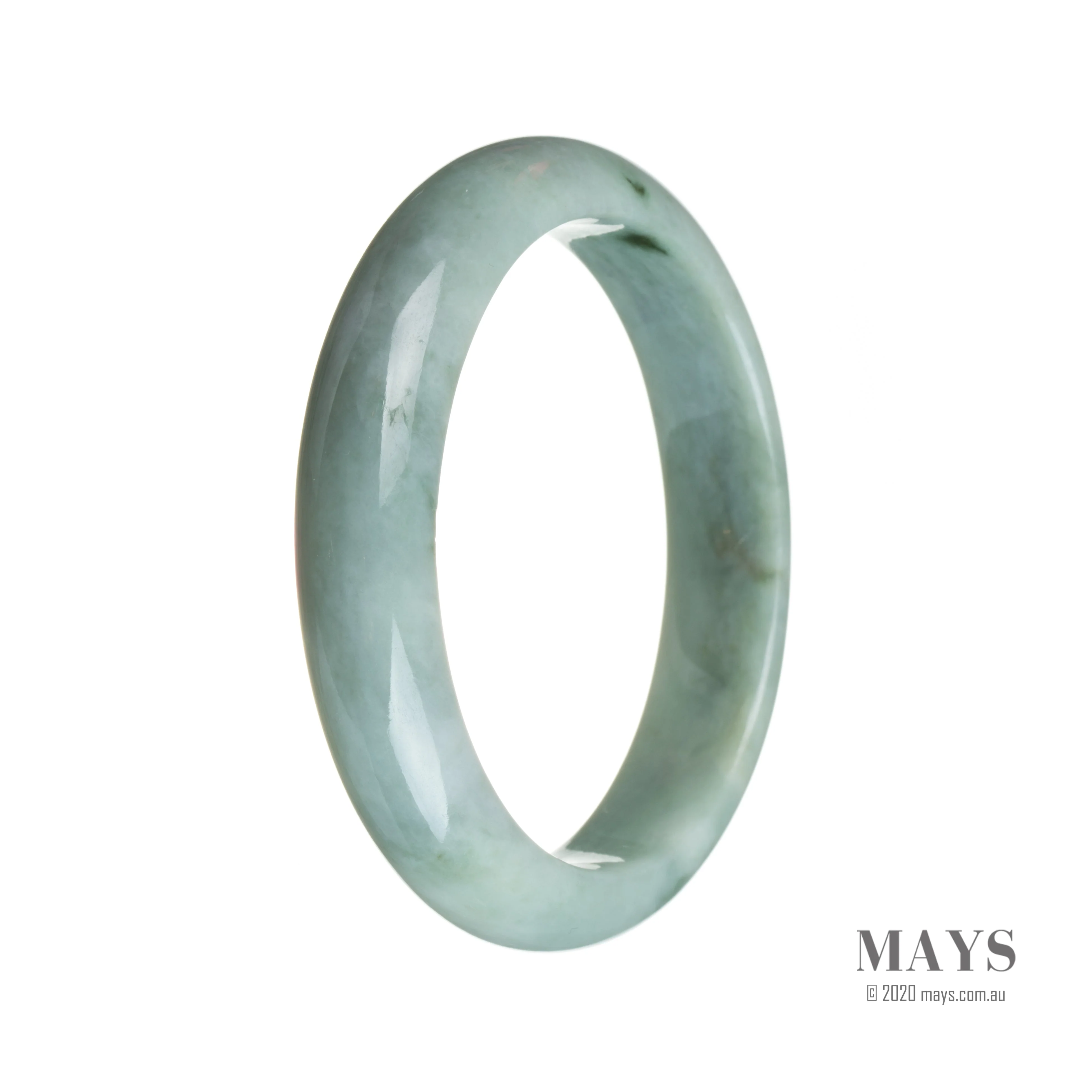 Authentic Grade A Pale Green Jade Bracelet - 59mm Semi Round - Image 2