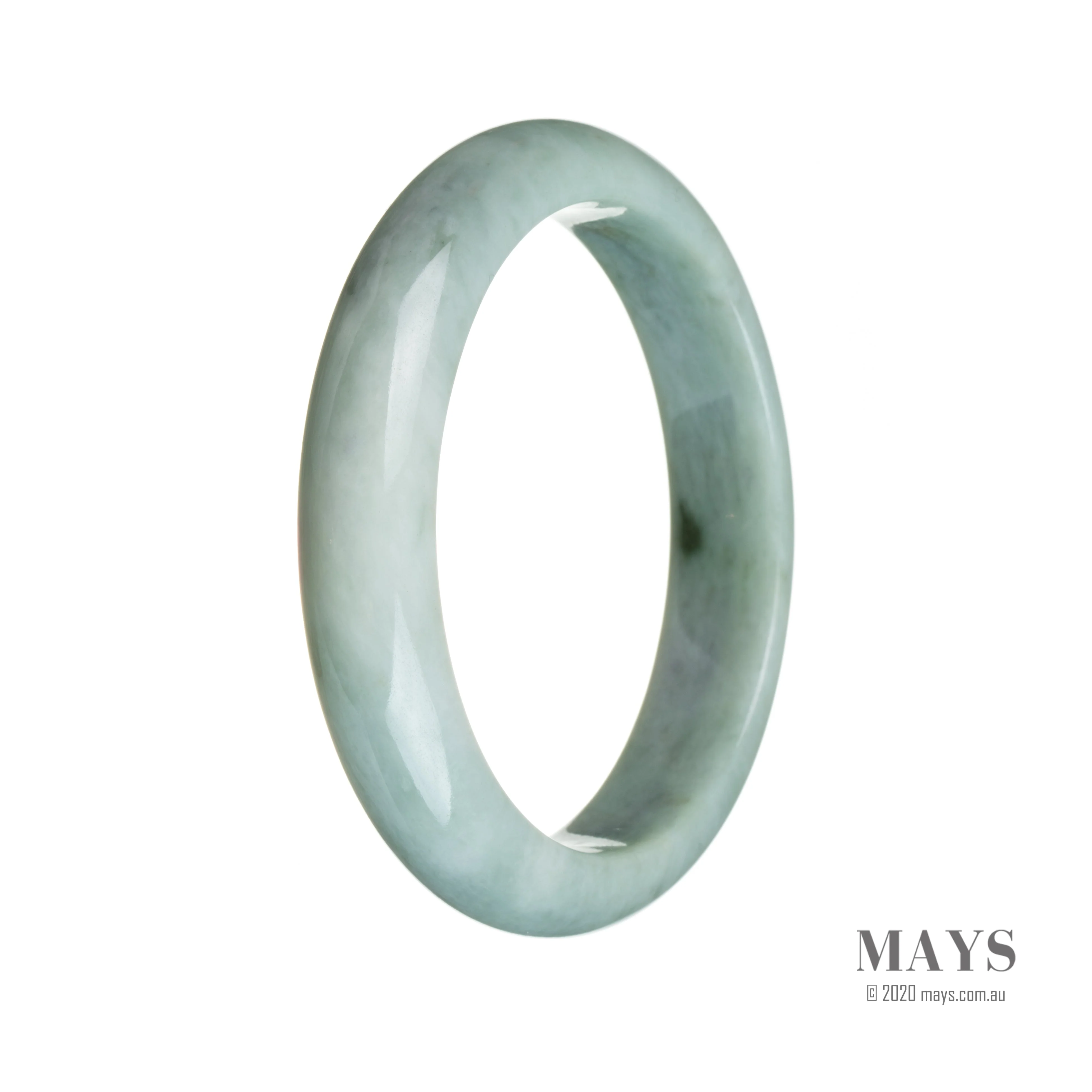 Authentic Grade A Pale Green Jade Bracelet - 59mm Semi Round - Image 3
