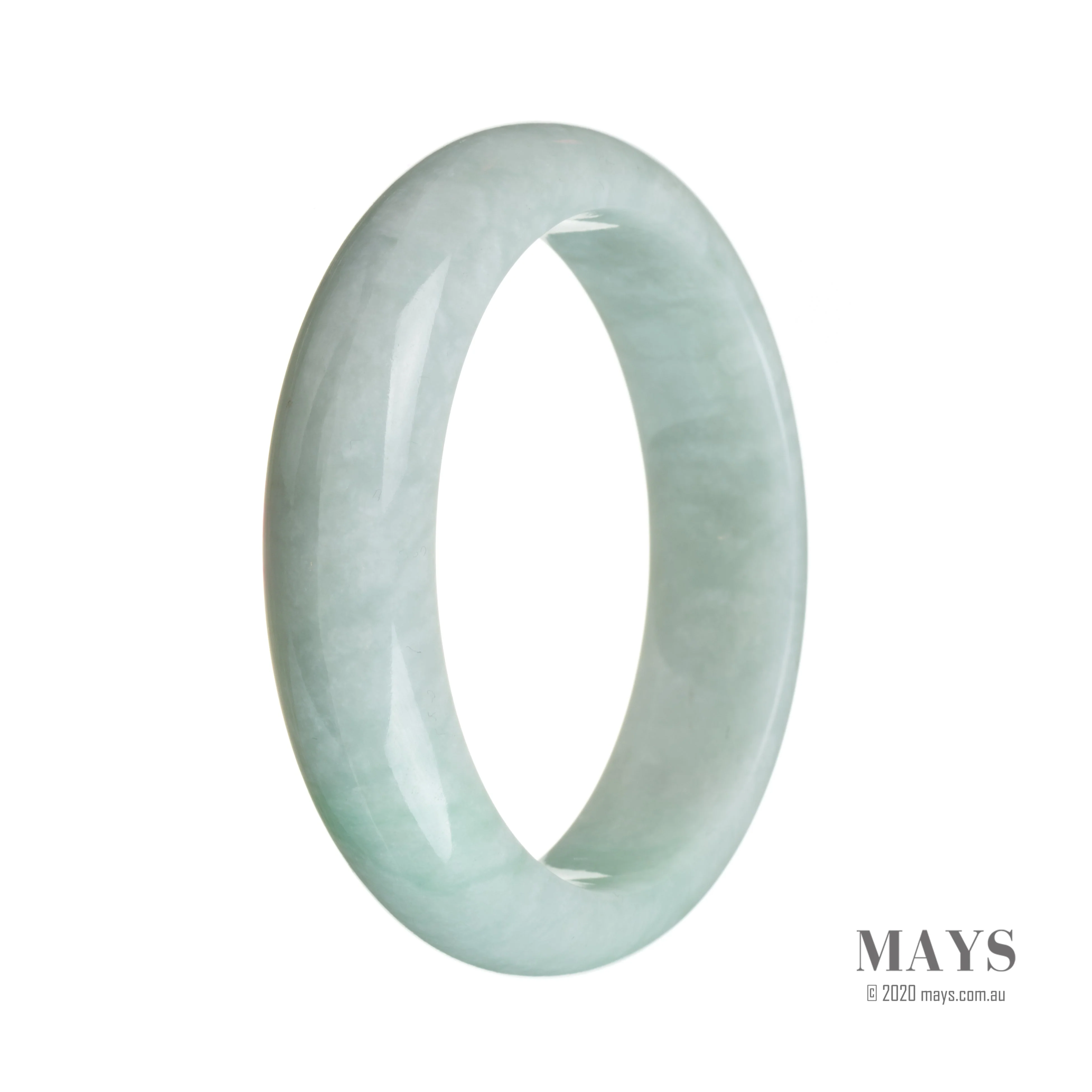 Genuine Grade A Pale green Jade Bangle Bracelet - 61mm Half Moon