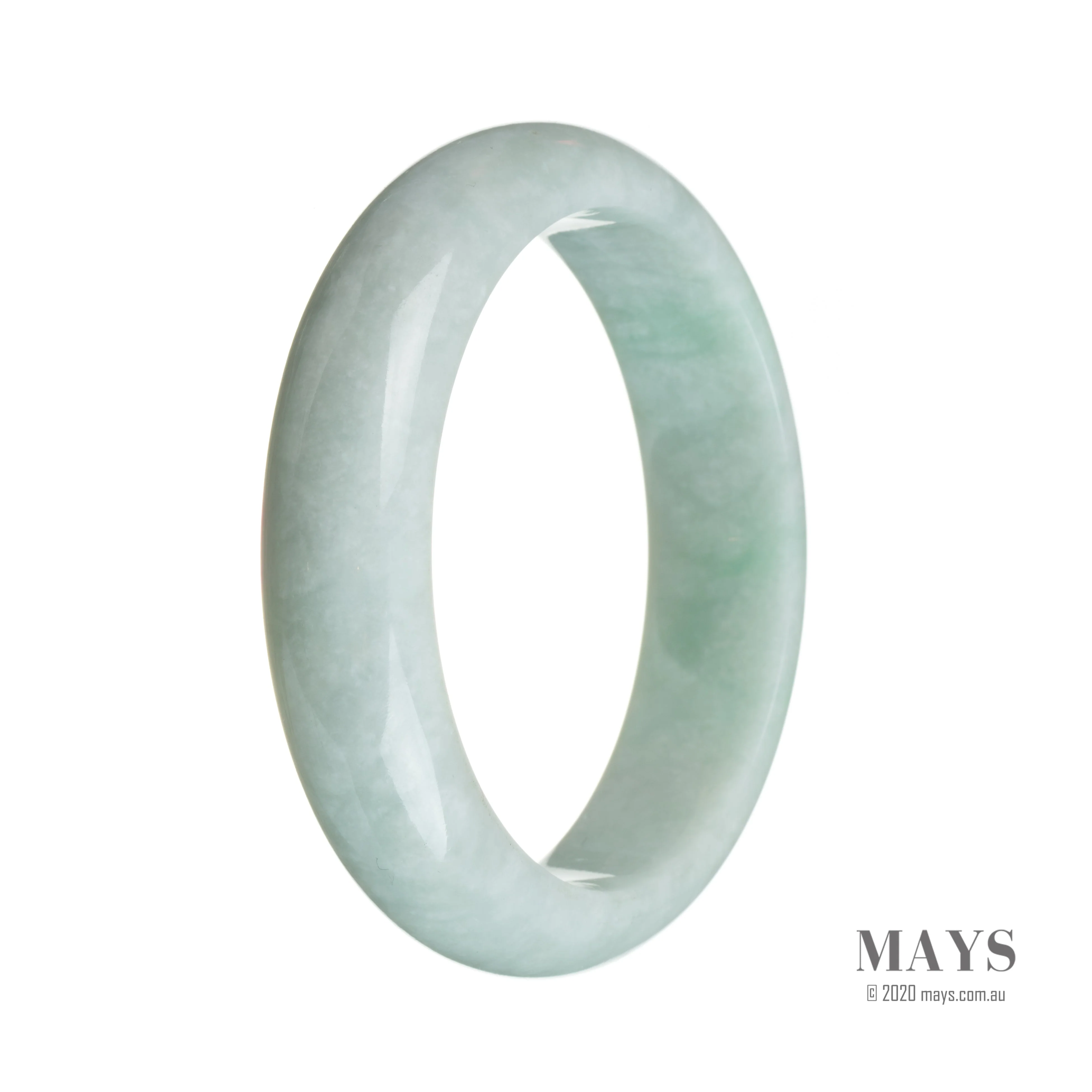 Genuine Grade A Pale green Jade Bangle Bracelet - 61mm Half Moon - Image 2