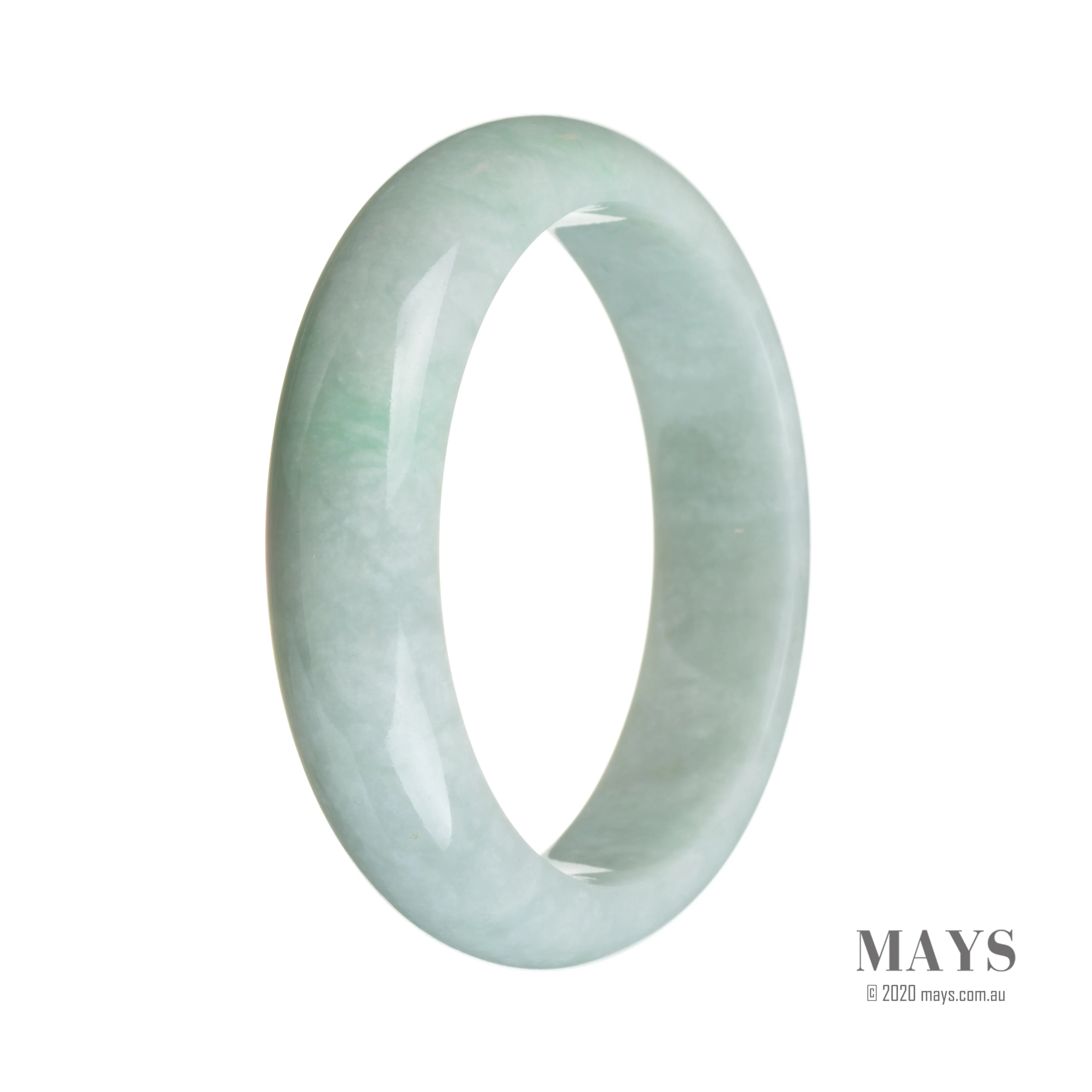 Genuine Grade A Pale green Jade Bangle Bracelet - 61mm Half Moon - Image 3