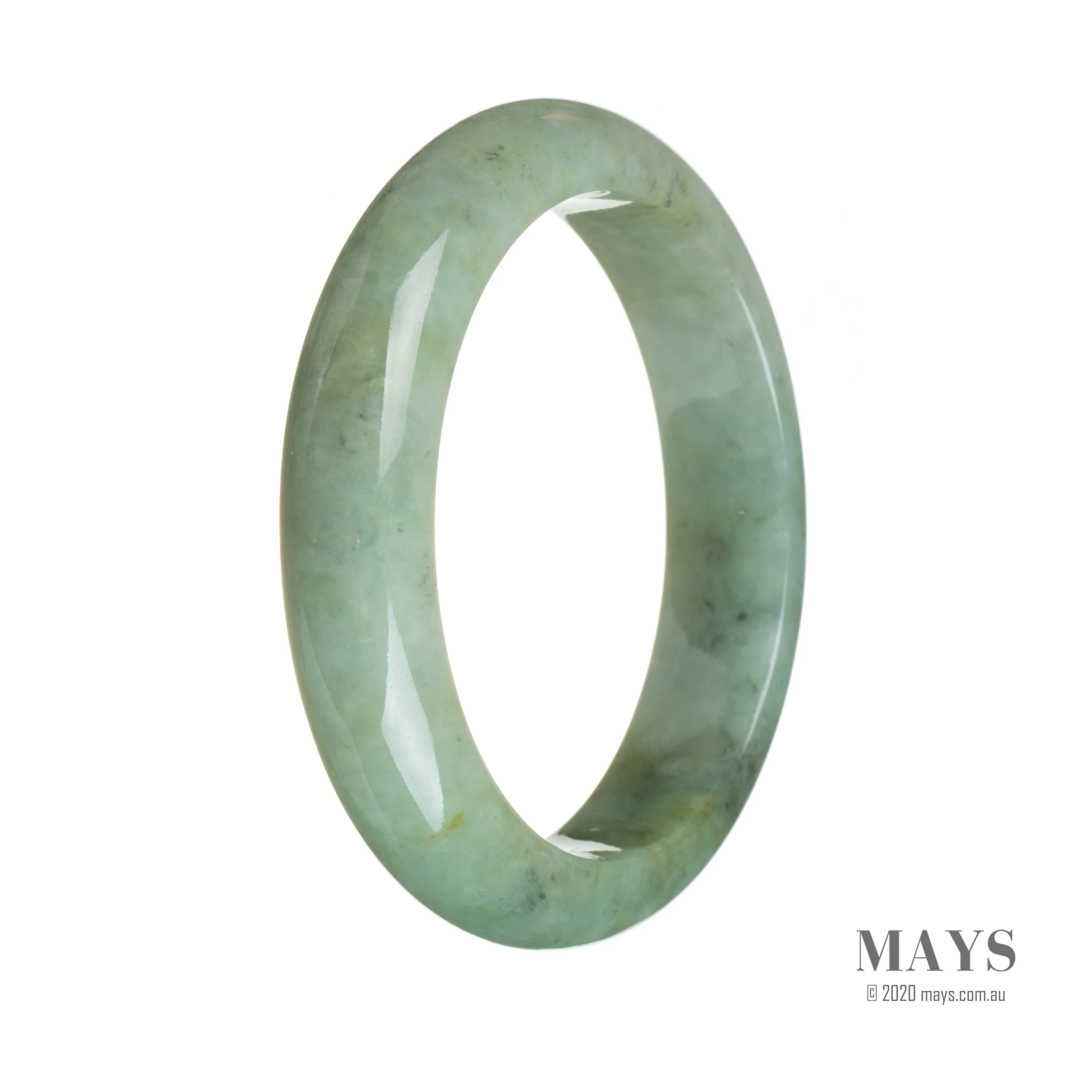 Authentic Grade A Light green Traditional Jade Bracelet - 60mm Semi Round