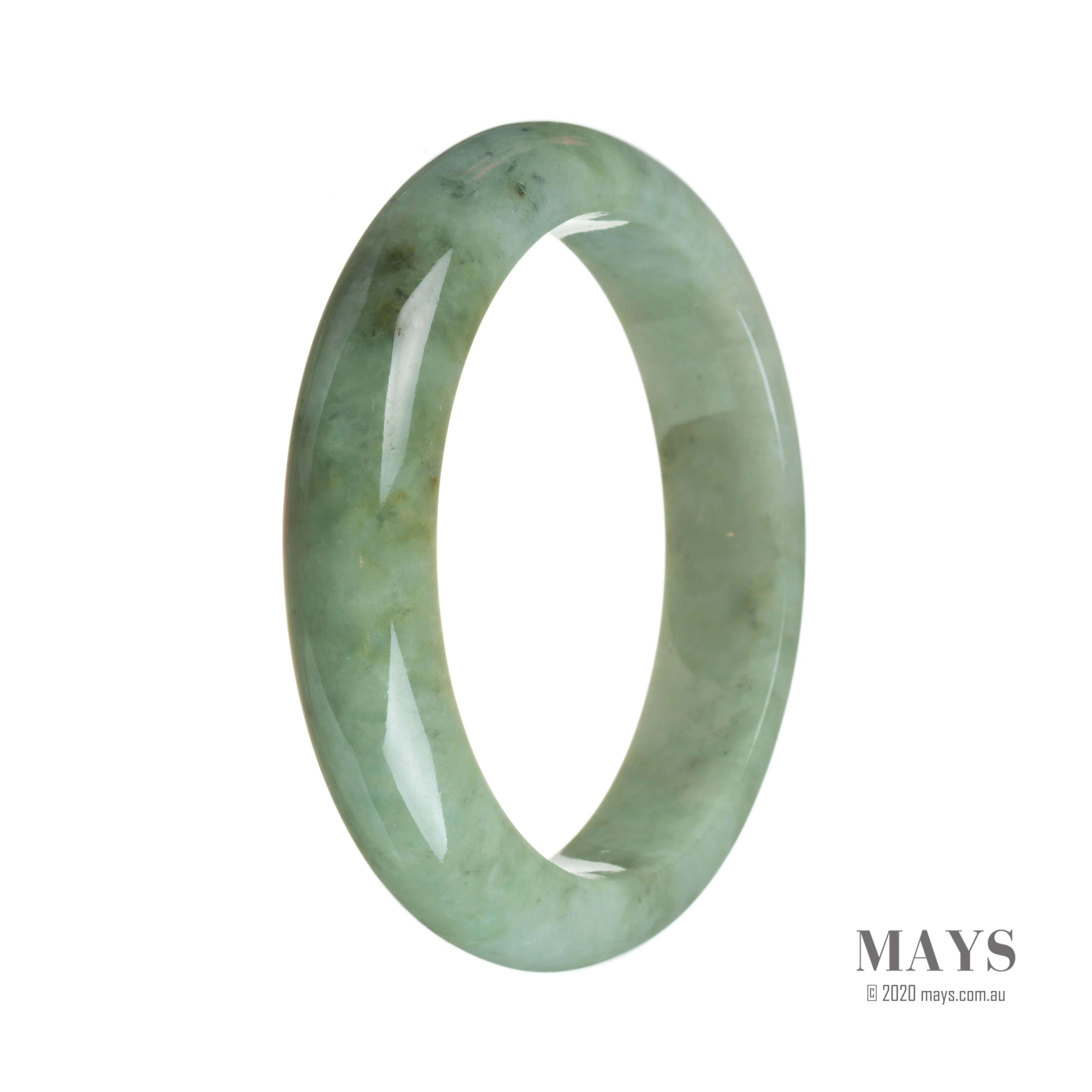 Authentic Grade A Light green Traditional Jade Bracelet - 60mm Semi Round - Image 2