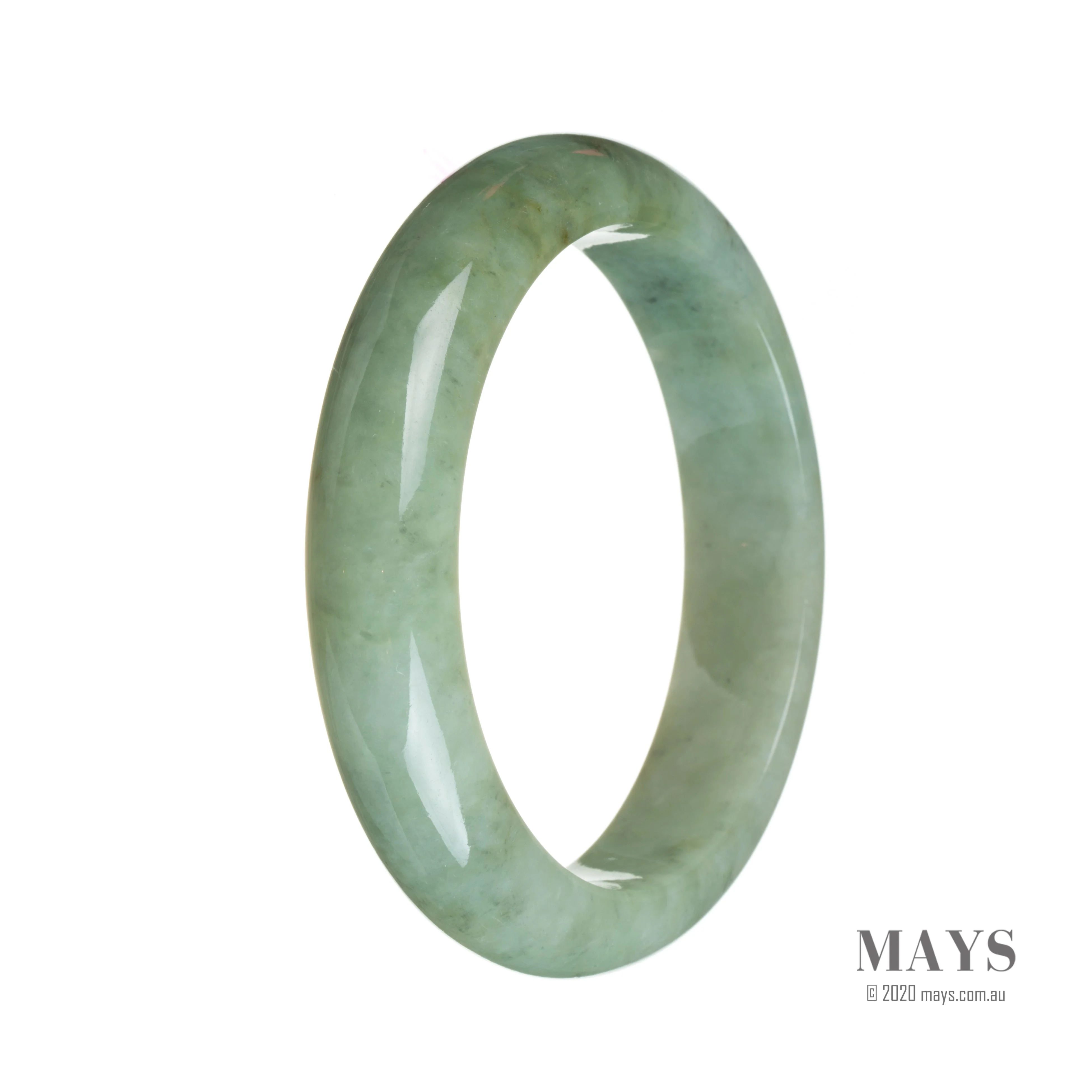 Authentic Grade A Light green Traditional Jade Bracelet - 60mm Semi Round - Image 3