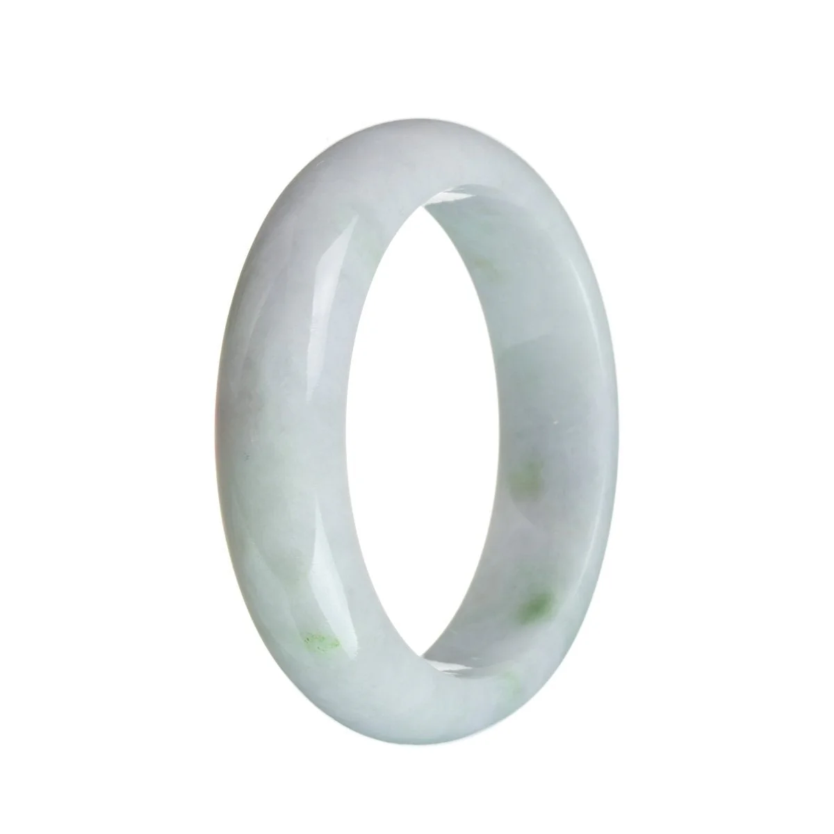 Authentic Type A Lavender with green spots Jadeite Jade Bangle Bracelet - 58mm Half Moon