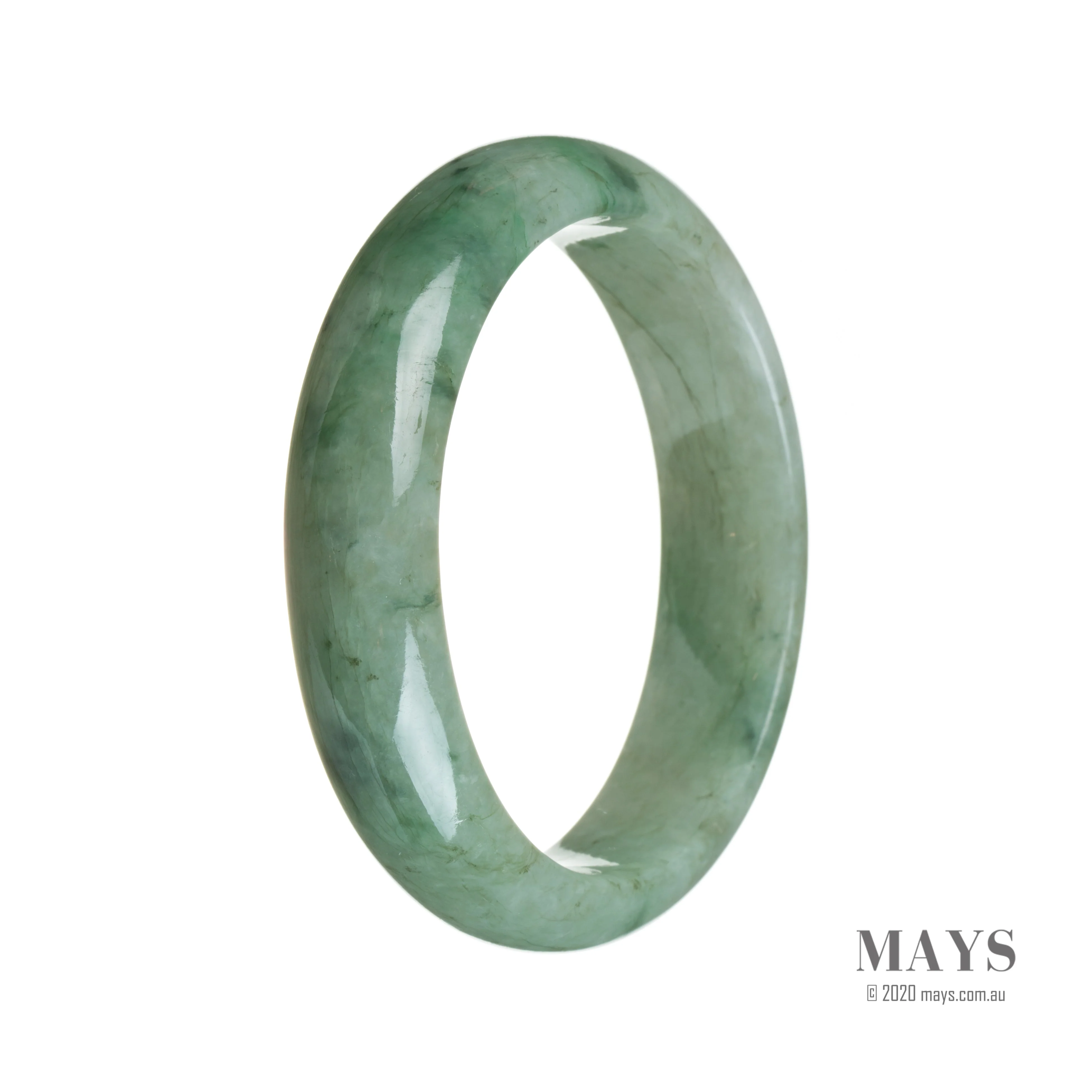Genuine Grade A Green pattern Jadeite Jade Bracelet - 59mm Half Moon - Image 2