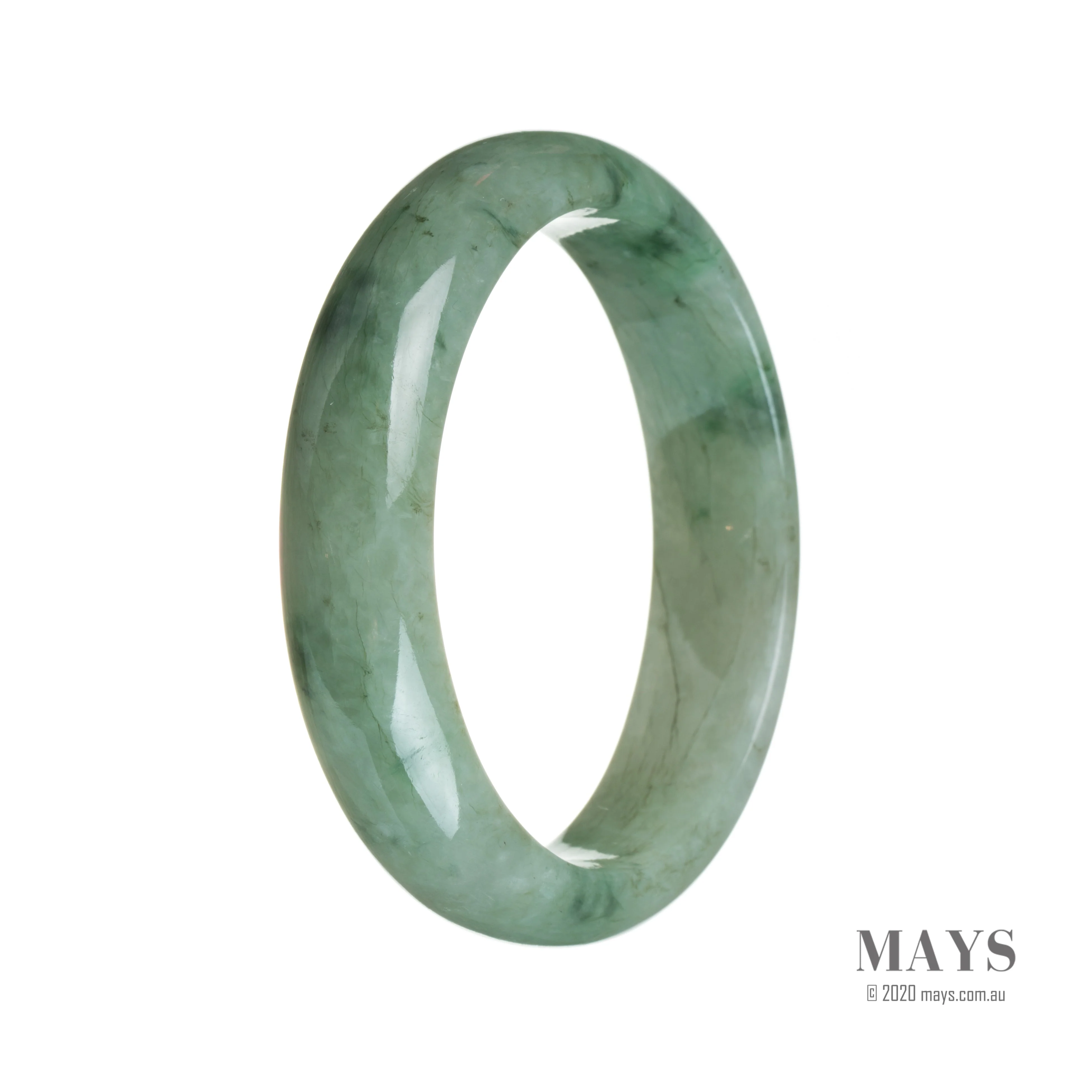 Genuine Grade A Green pattern Jadeite Jade Bracelet - 59mm Half Moon - Image 3