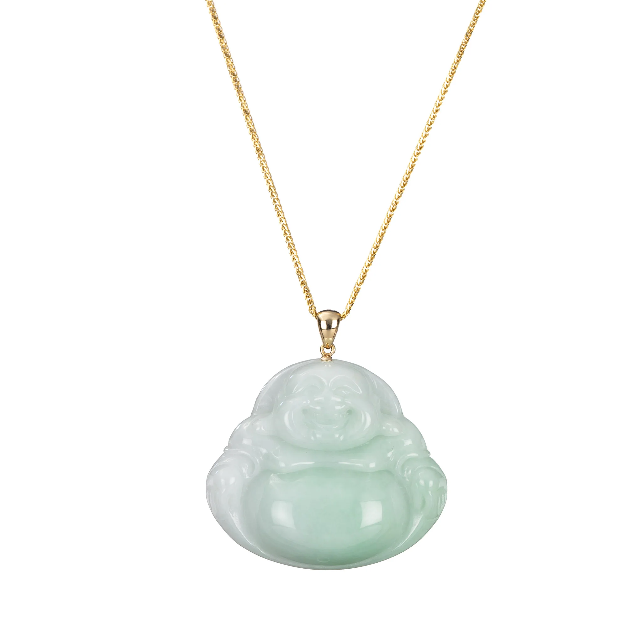 Burmese Jadeite Jade Laughing Buddha Necklace