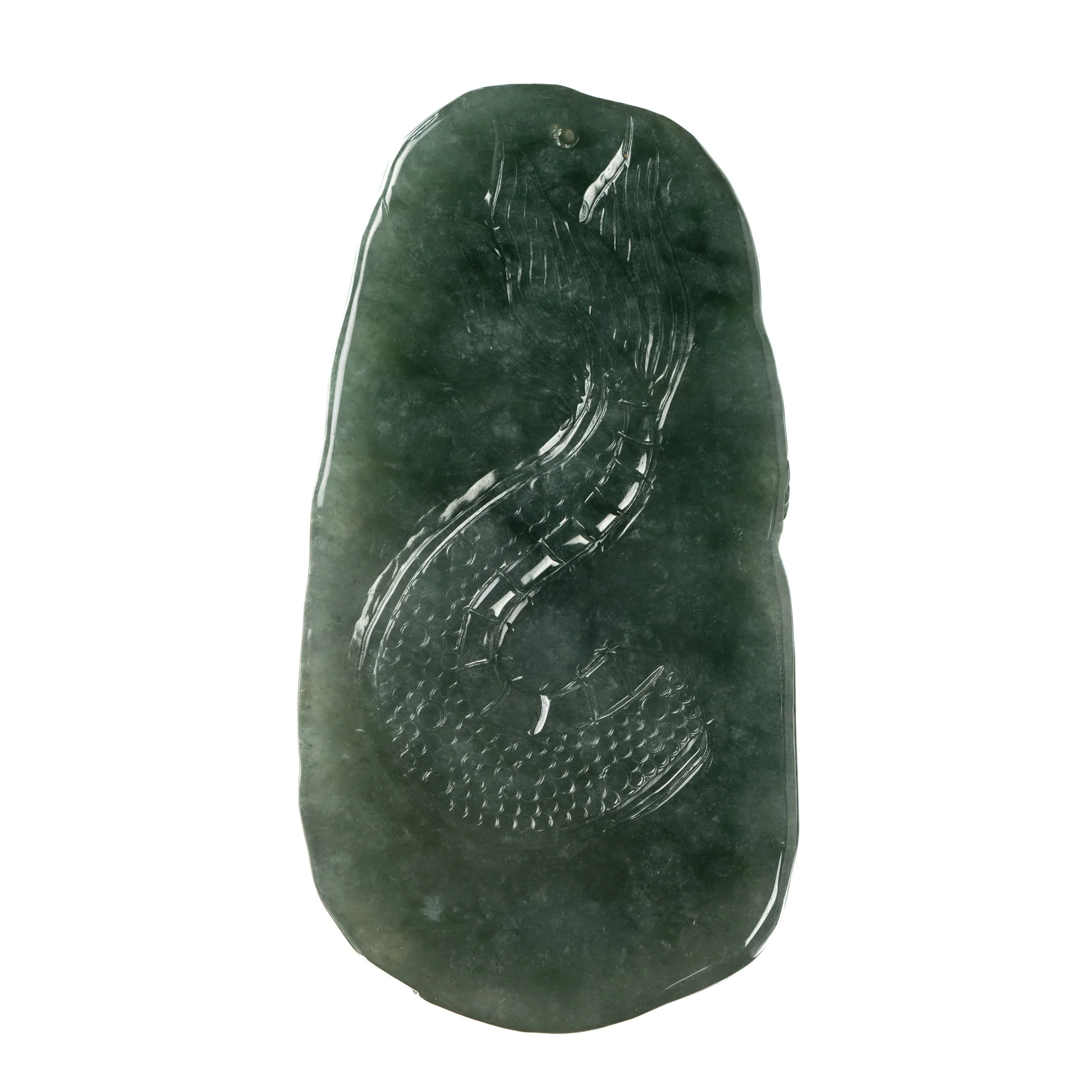 Carved Green Jade Dragon Pendant - Grade A Jadeite - Image 2