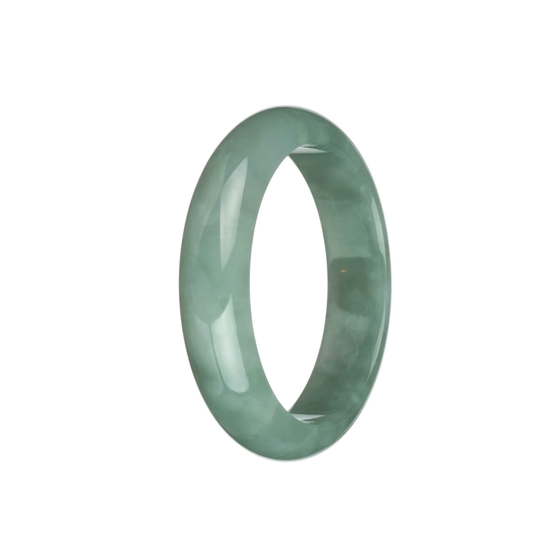 Certified Grade A Green with Pale Green Jadeite Jade Bangle Bracelet - 58mm Half Moon - Image 2