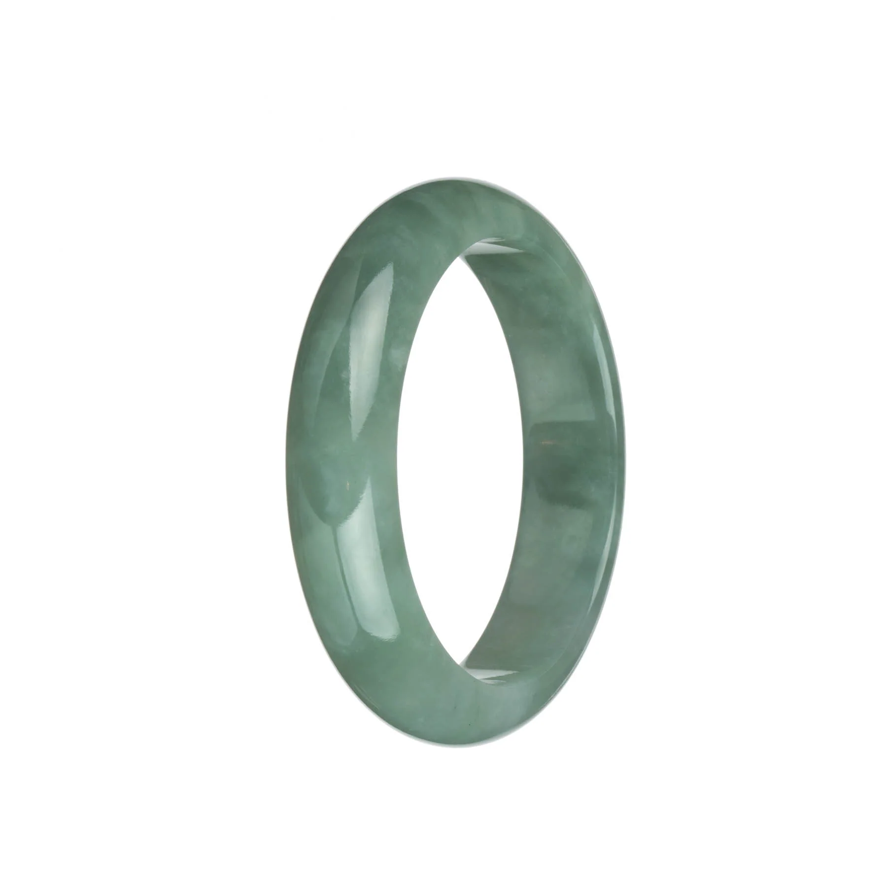 Certified Grade A Green with Pale Green Jadeite Jade Bangle Bracelet - 58mm Half Moon - Image 3
