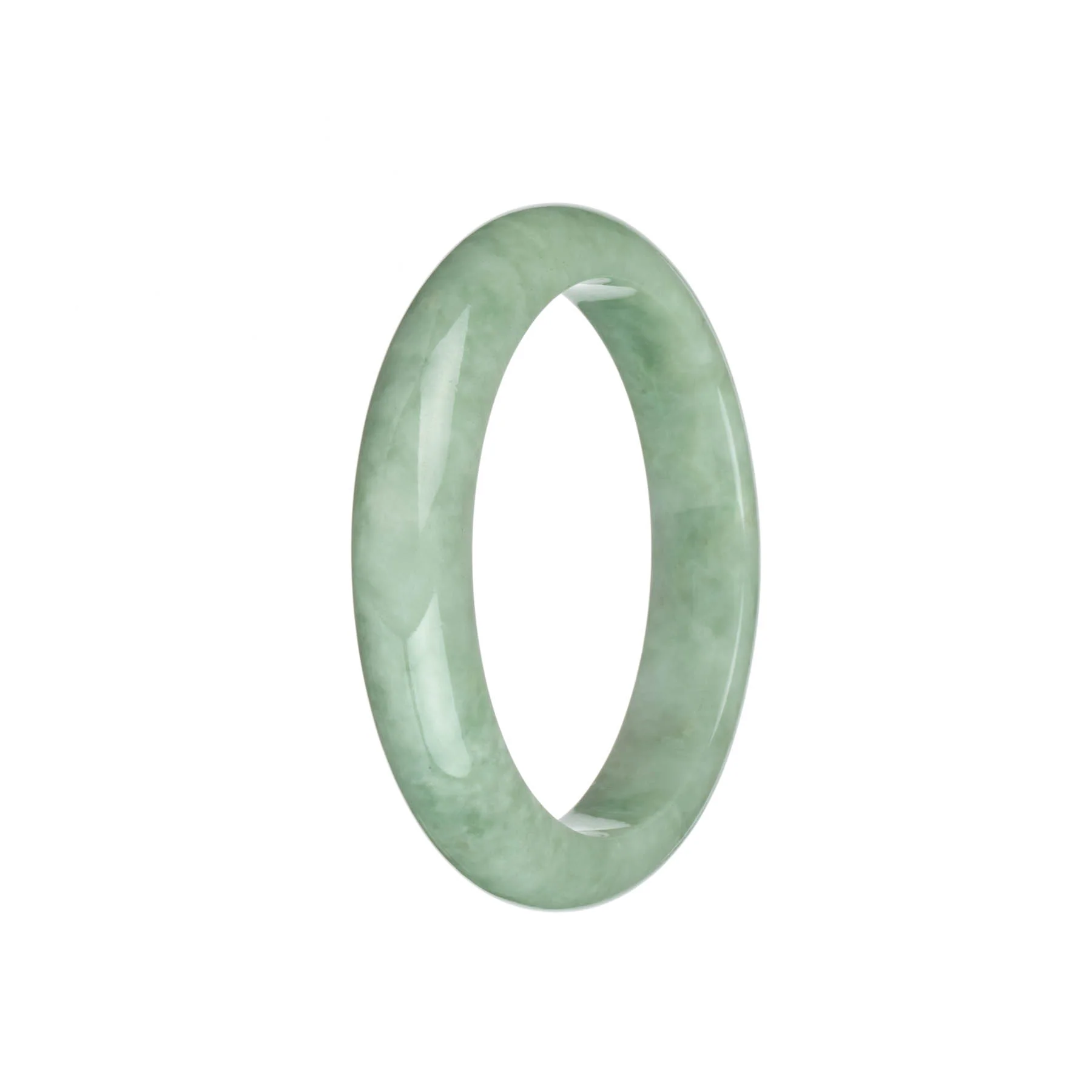 Certified Grade A Light Green Burma Jade Bangle Bracelet - 58mm Half Moon - Image 2