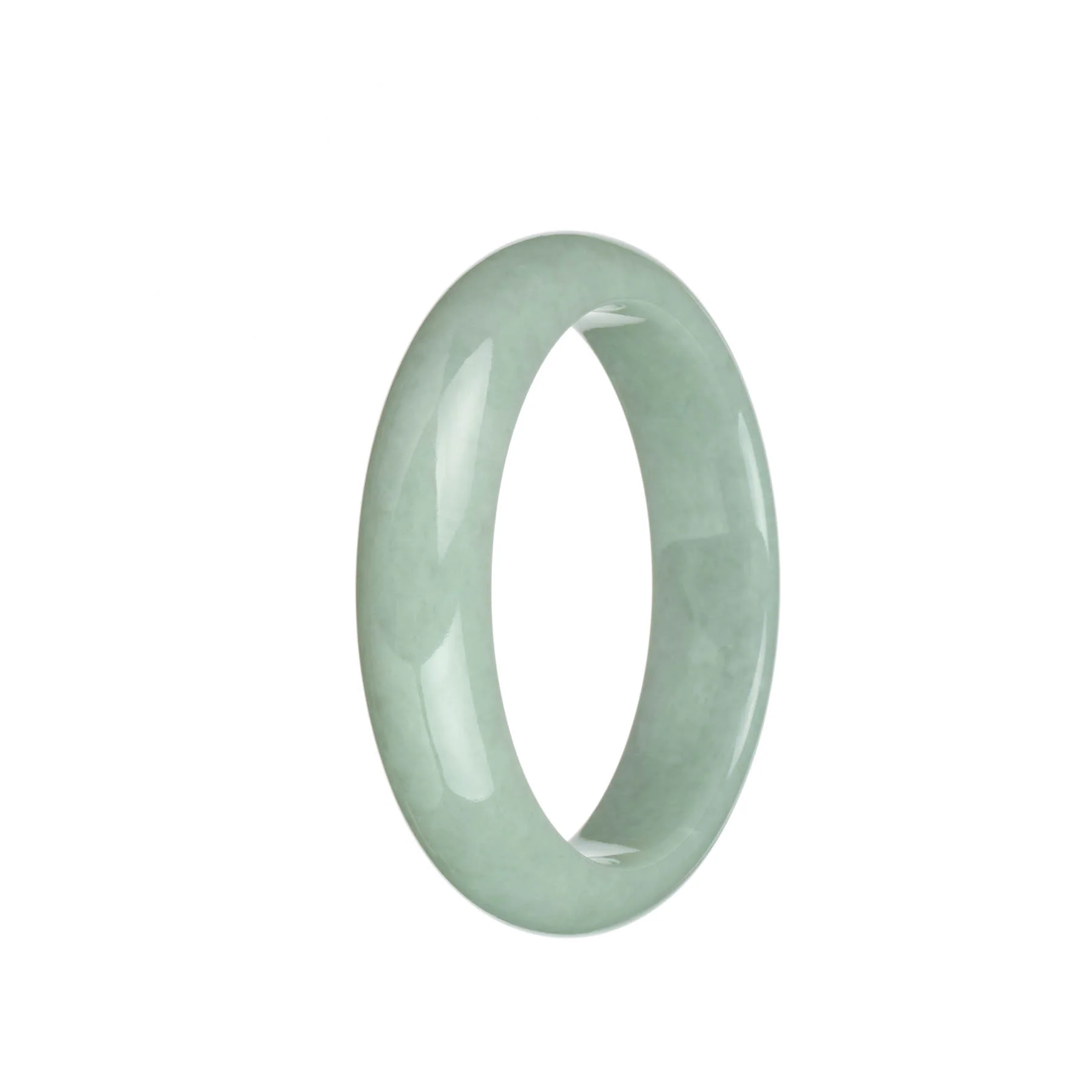 Certified Grade A Light Green Jadeite Bangle - 58mm Half Moon - Image 2