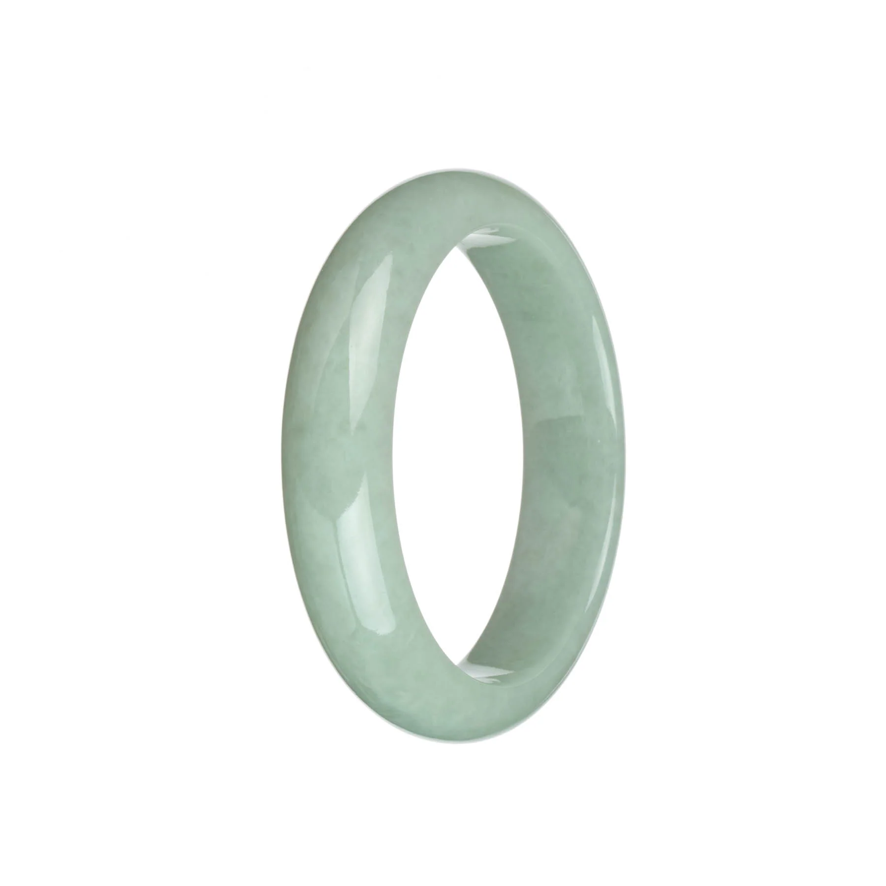 Certified Grade A Light Green Jadeite Bangle - 58mm Half Moon - Image 3