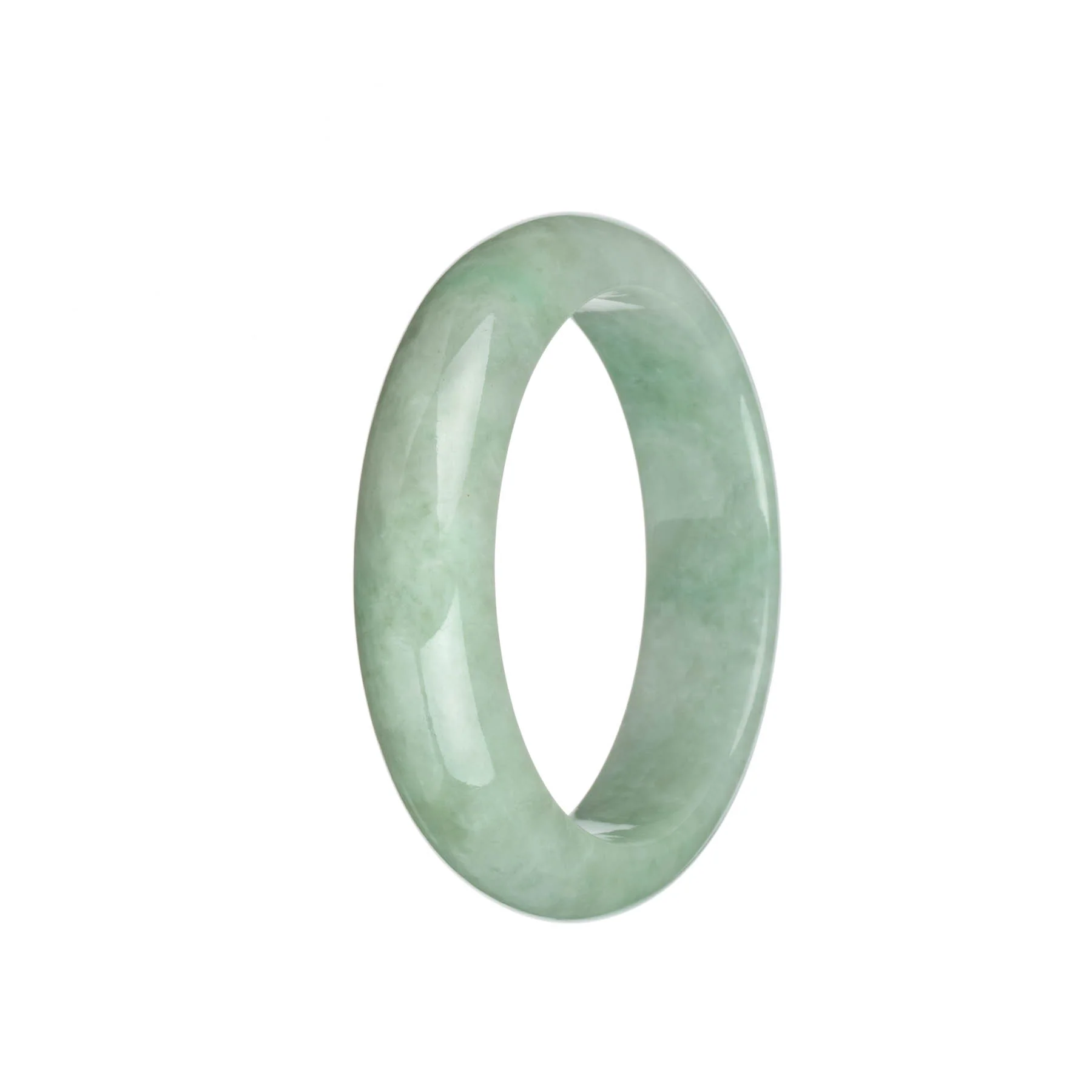 Certified Grade A Light Green Traditional Jade Bangle - 57mm Half Moon - Image 2