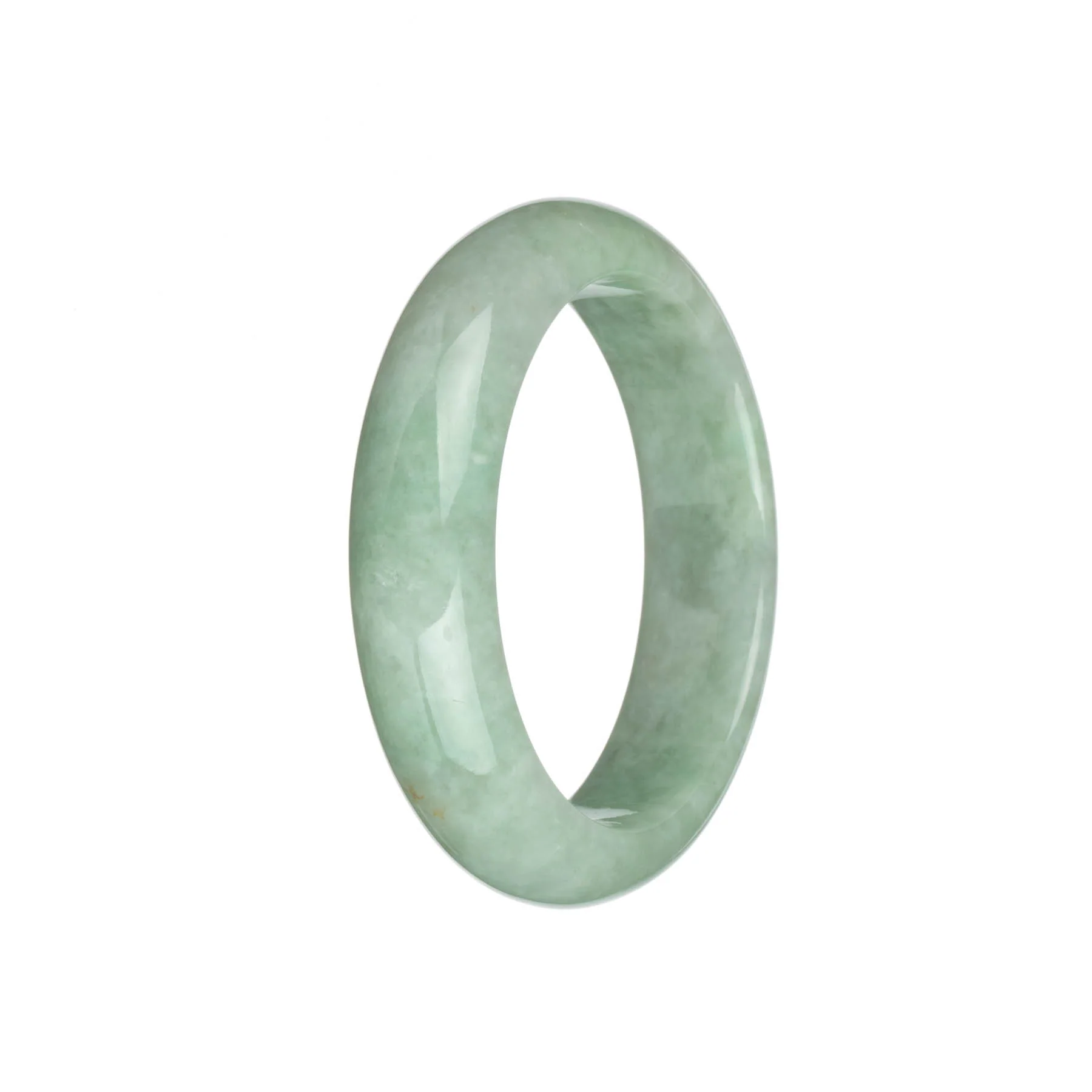 Certified Grade A Light Green Traditional Jade Bangle - 57mm Half Moon - Image 3