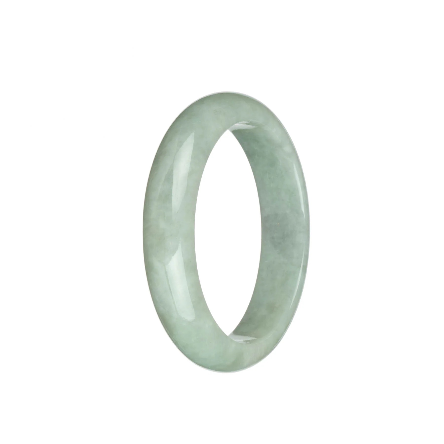 Certified Grade A Pale Green Burma Jade Bangle - 57mm Half Moon - Image 2