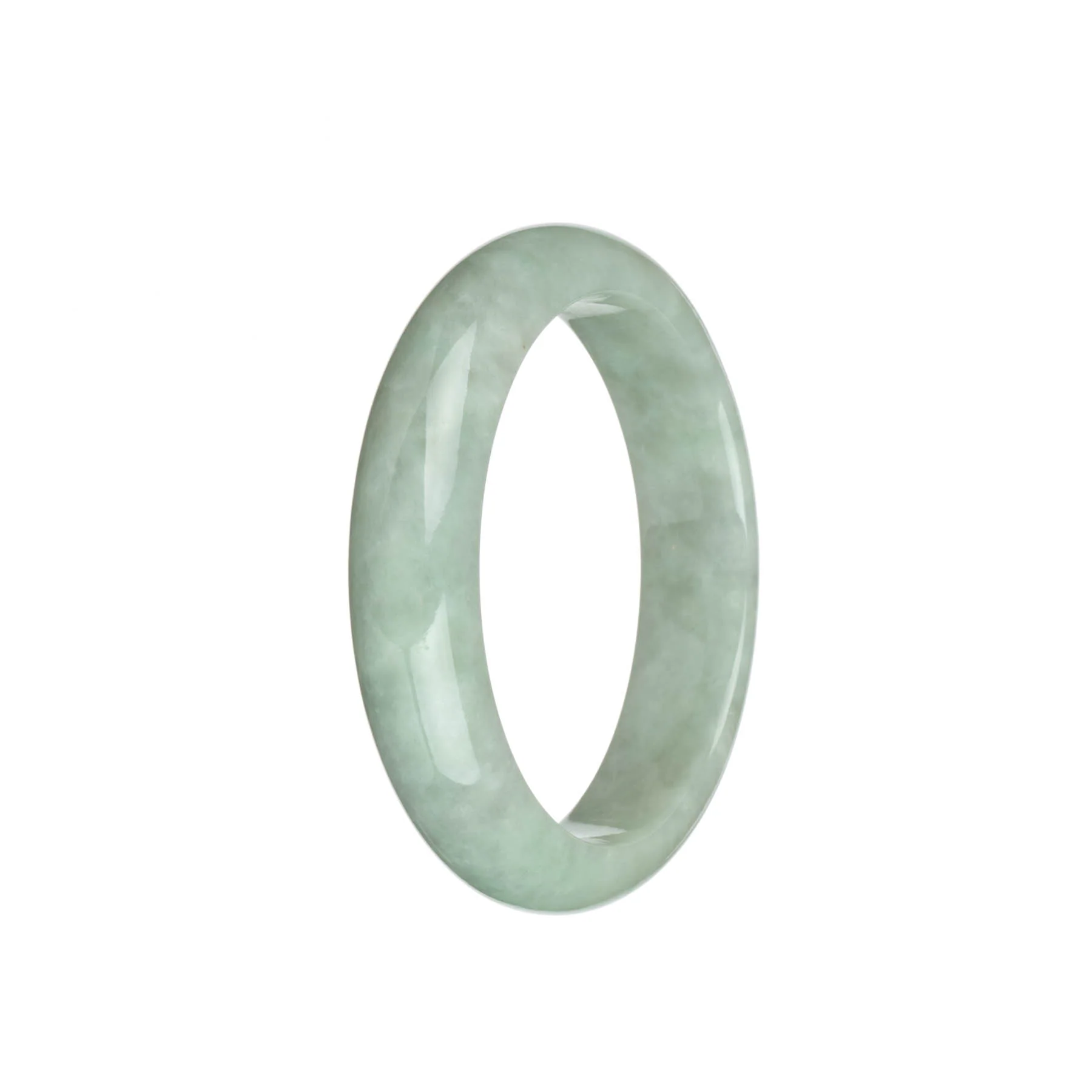 Certified Grade A Pale Green Burma Jade Bangle - 57mm Half Moon - Image 3