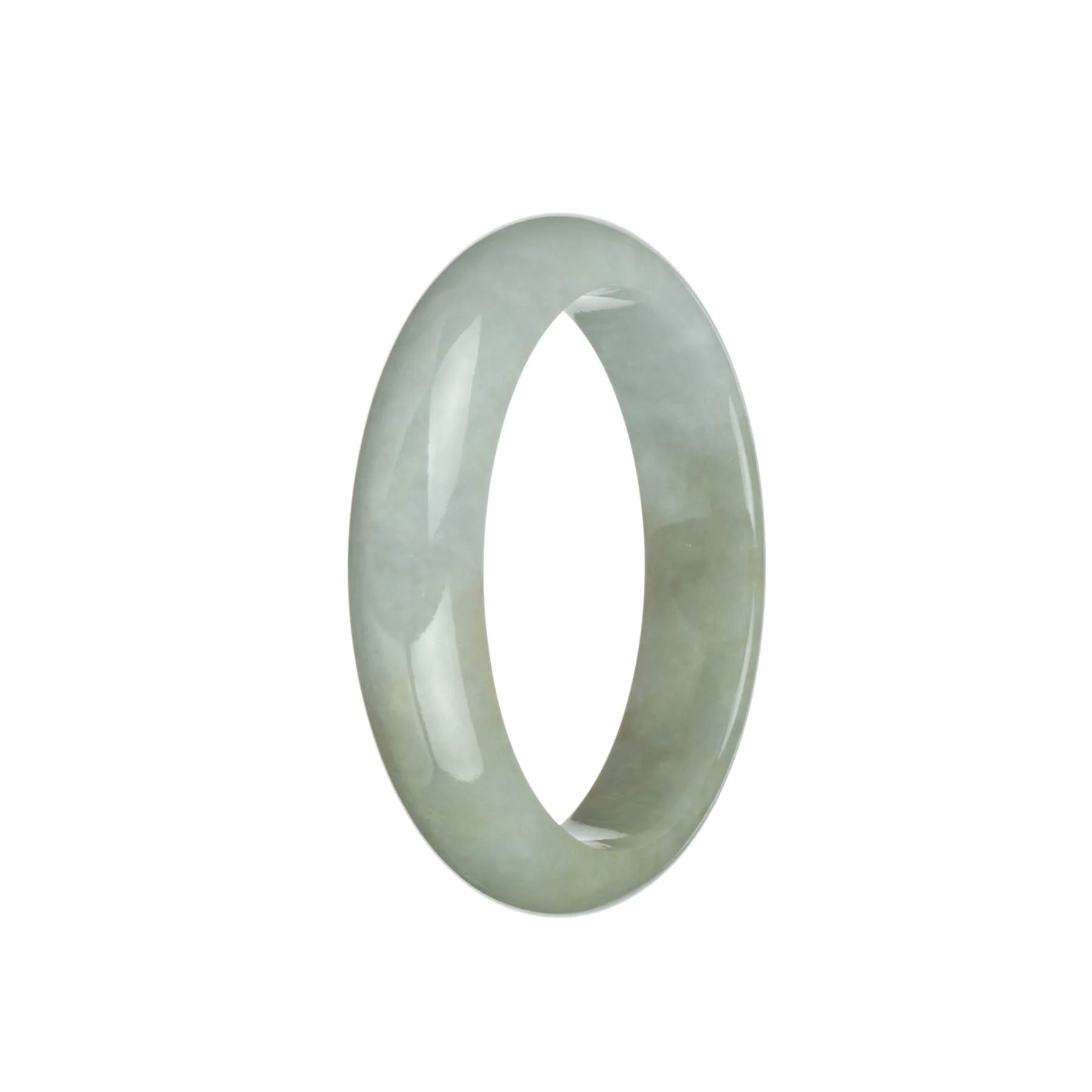 Certified Grade A Pale Green with White Jade Bangle - 58mm Half Moon - Image 2
