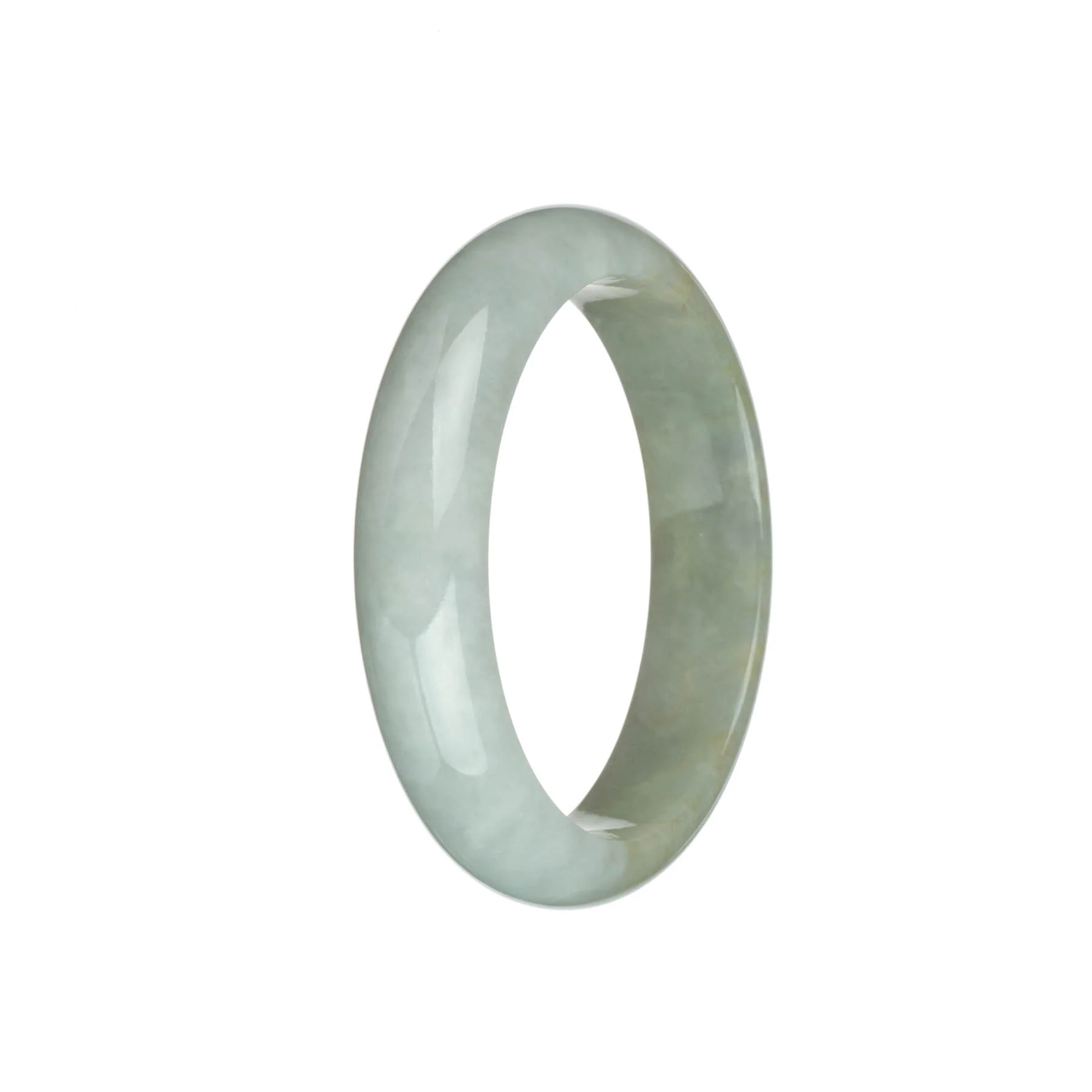 Certified Grade A Pale Green with White Jade Bangle - 58mm Half Moon - Image 3
