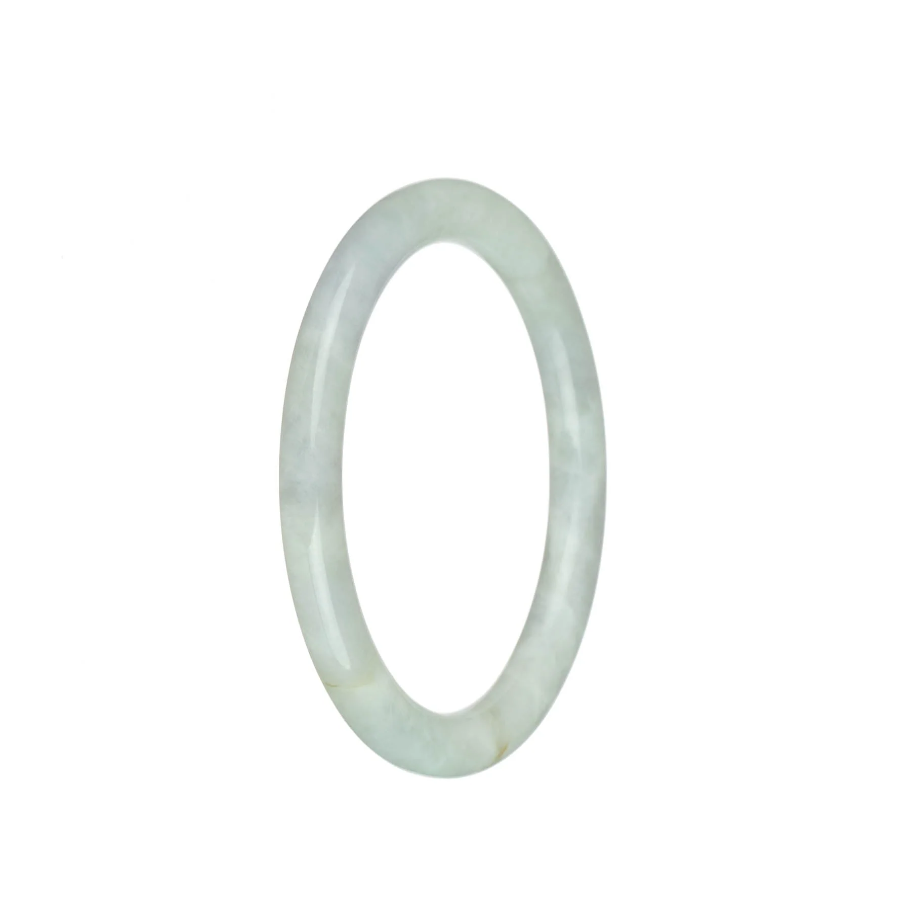 Certified Grade A White Traditional Jade Bracelet - 59mm Petite Round