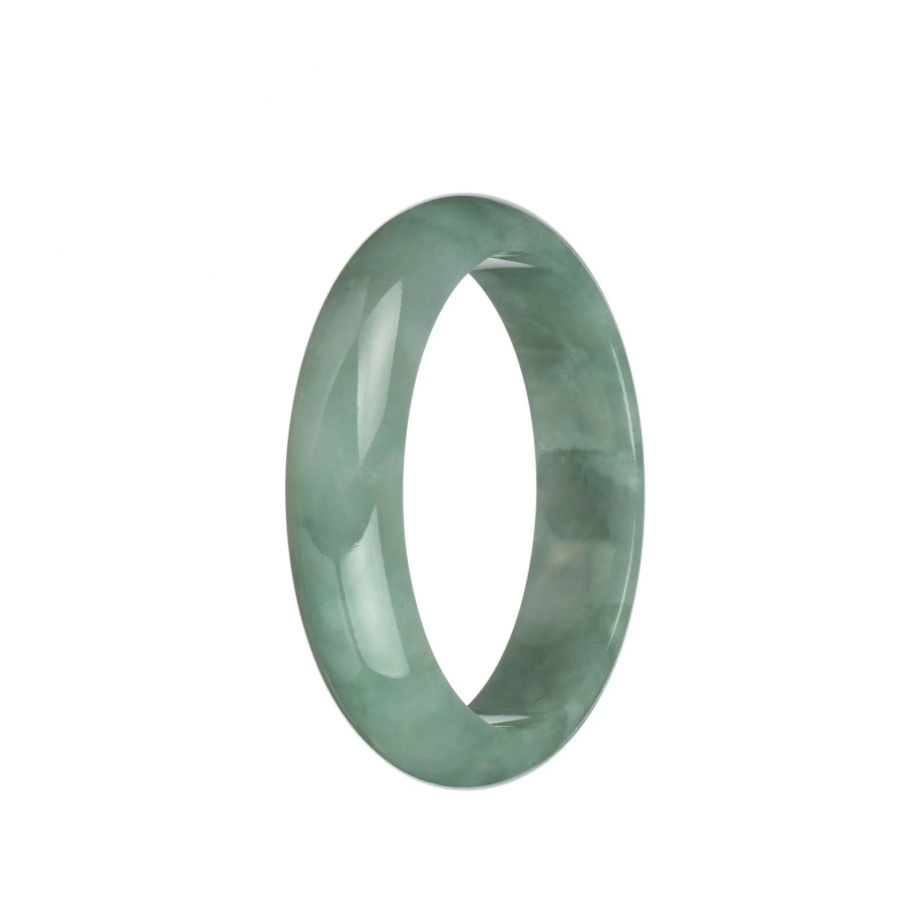 Certified Natural Green Burma Jade Bracelet - 61mm Half Moon - Image 2