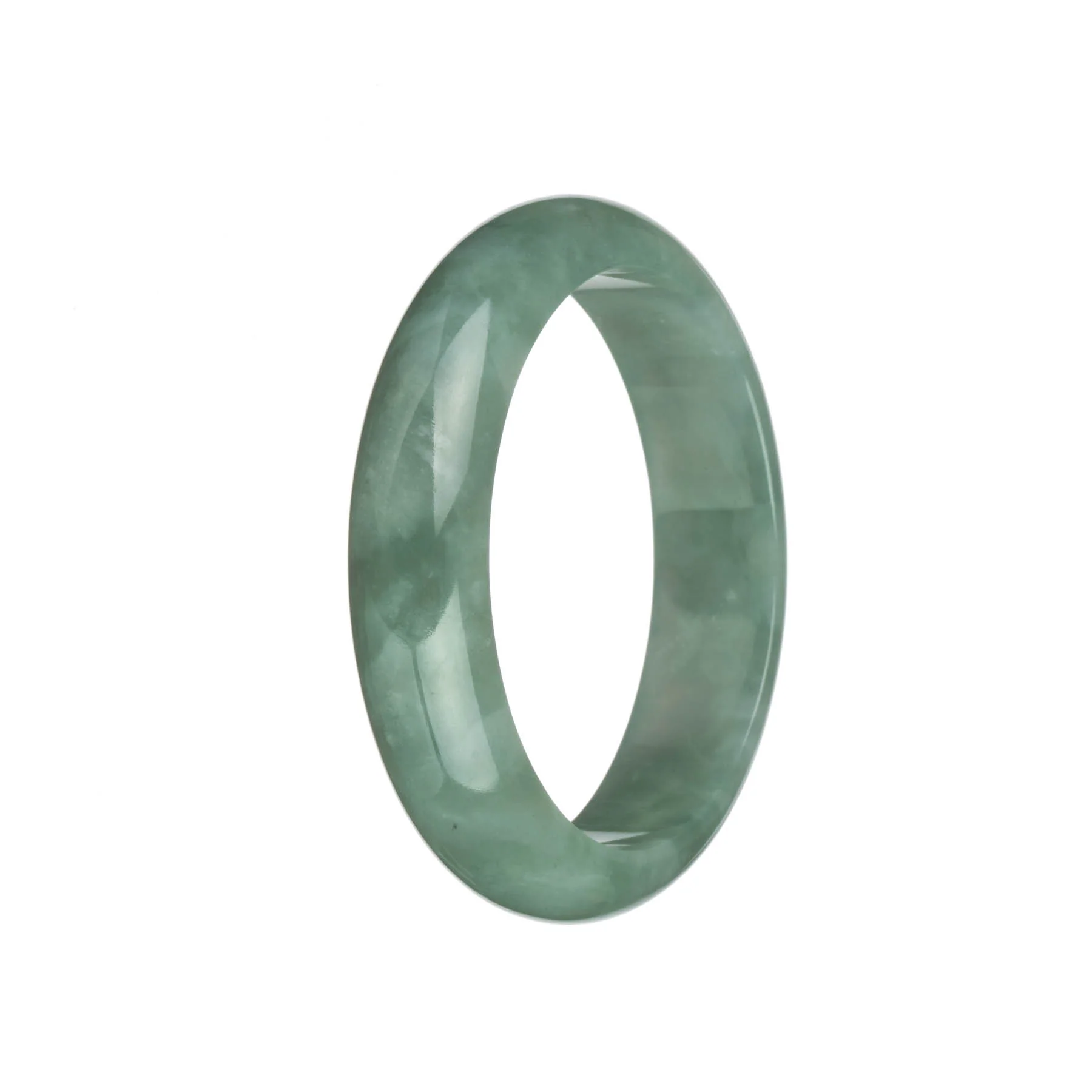 Certified Natural Green Burma Jade Bracelet - 61mm Half Moon - Image 3