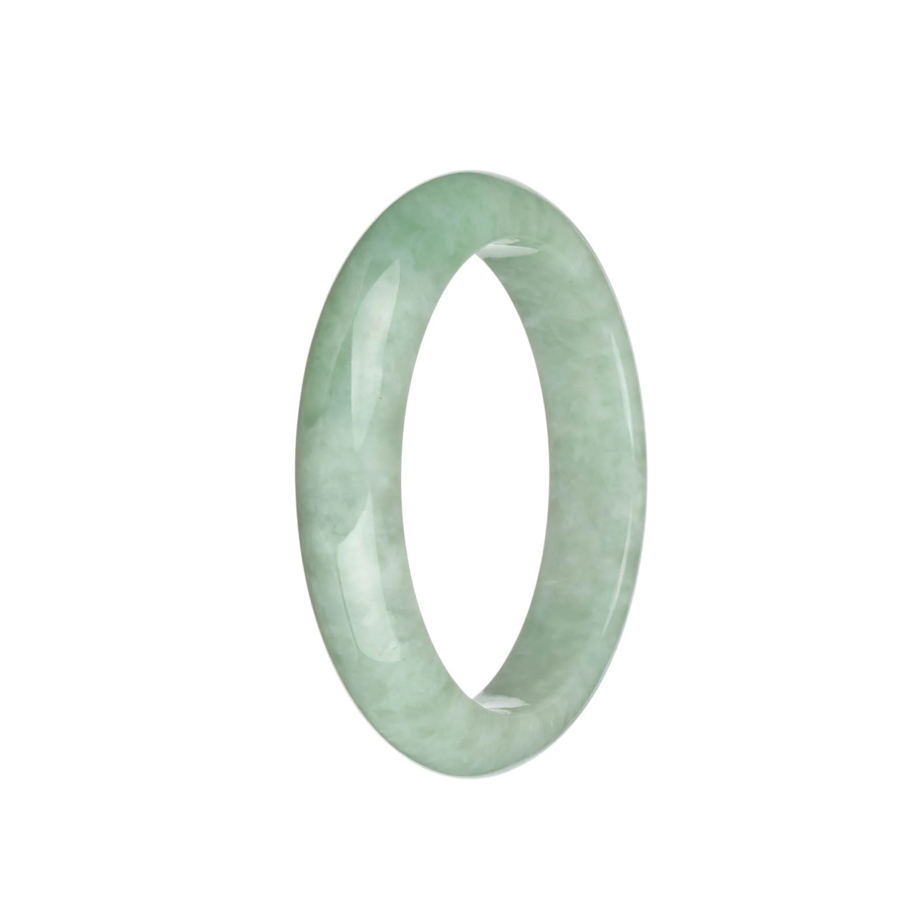 Certified Natural Green with Pale Green Traditional Jade Bangle - 59mm Half Moon - Image 2