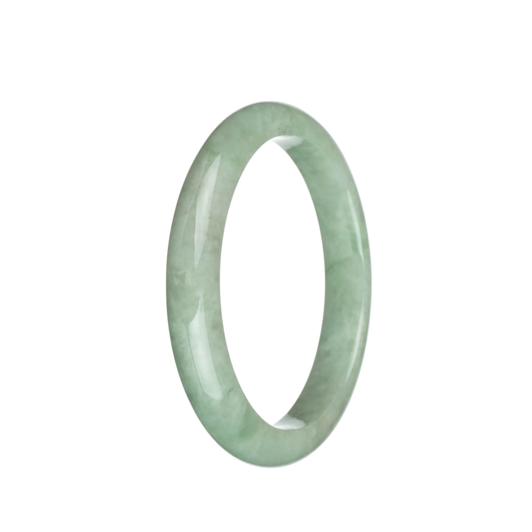 Certified Natural Light Green Jadeite Jade Bangle Bracelet - 63mm Semi Round - Image 2